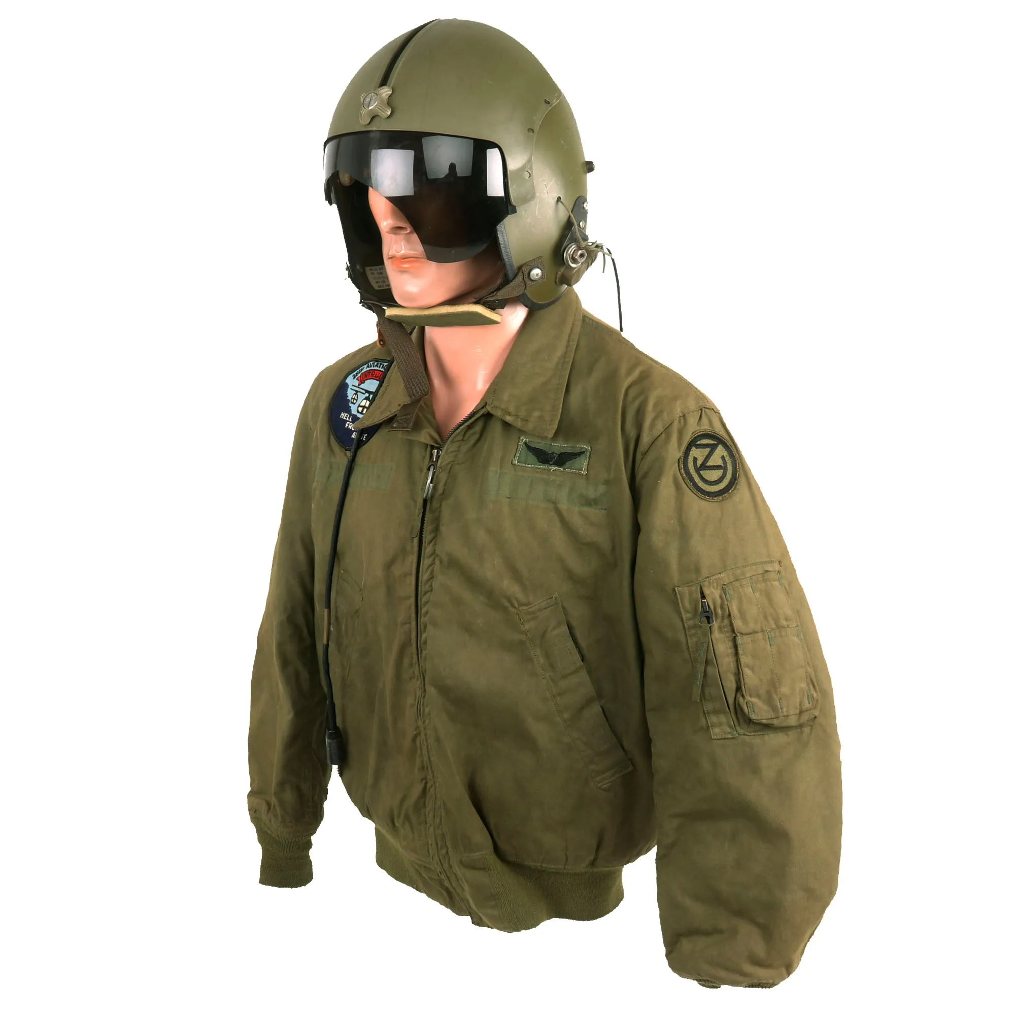 Original U.S. Vietnam War Cold Weather Flight Jacket, Flying Suit and APH-5 Helicopter Pilot Grouping - (3) Items