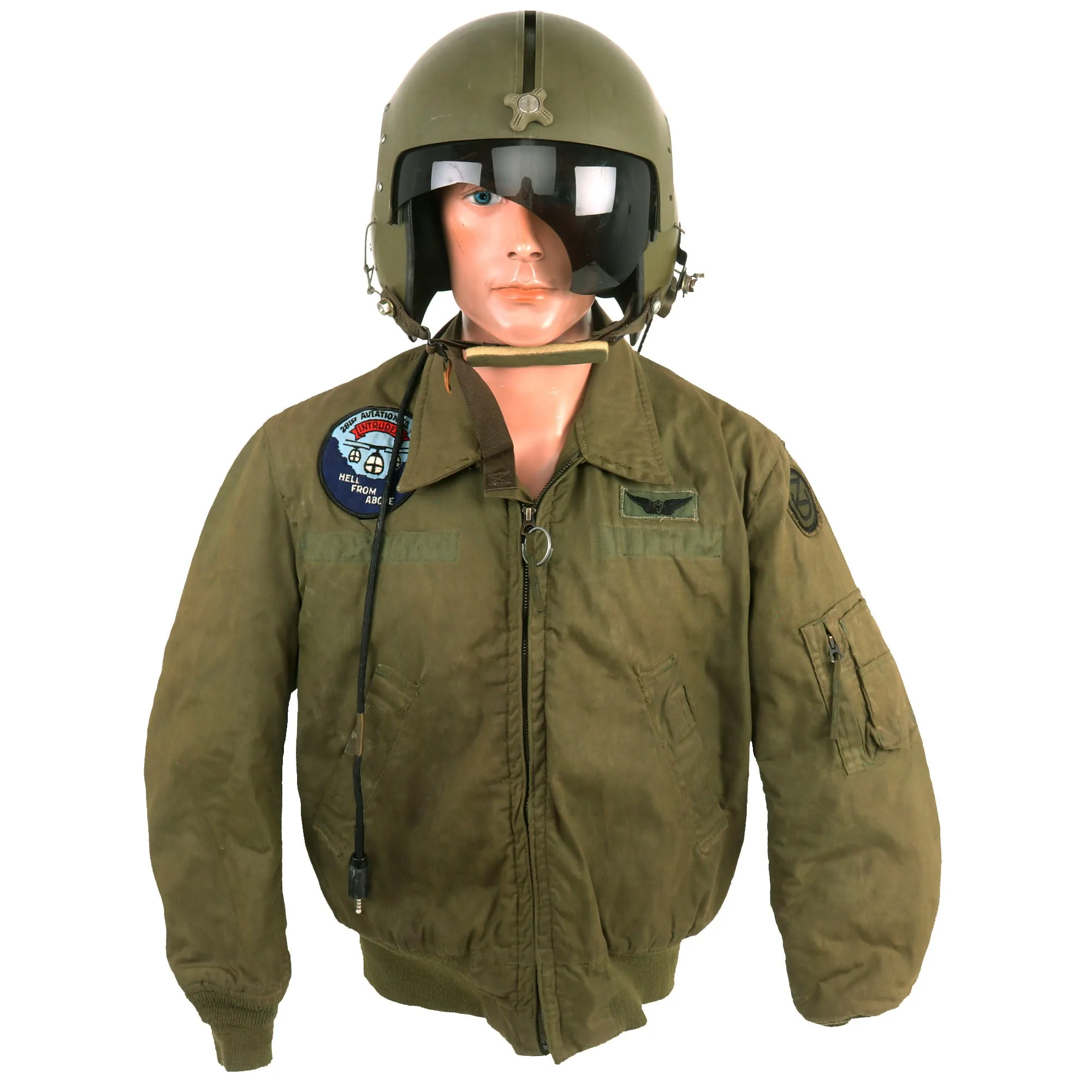 Original U.S. Vietnam War Cold Weather Flight Jacket, Flying Suit and APH-5 Helicopter Pilot Grouping - (3) Items