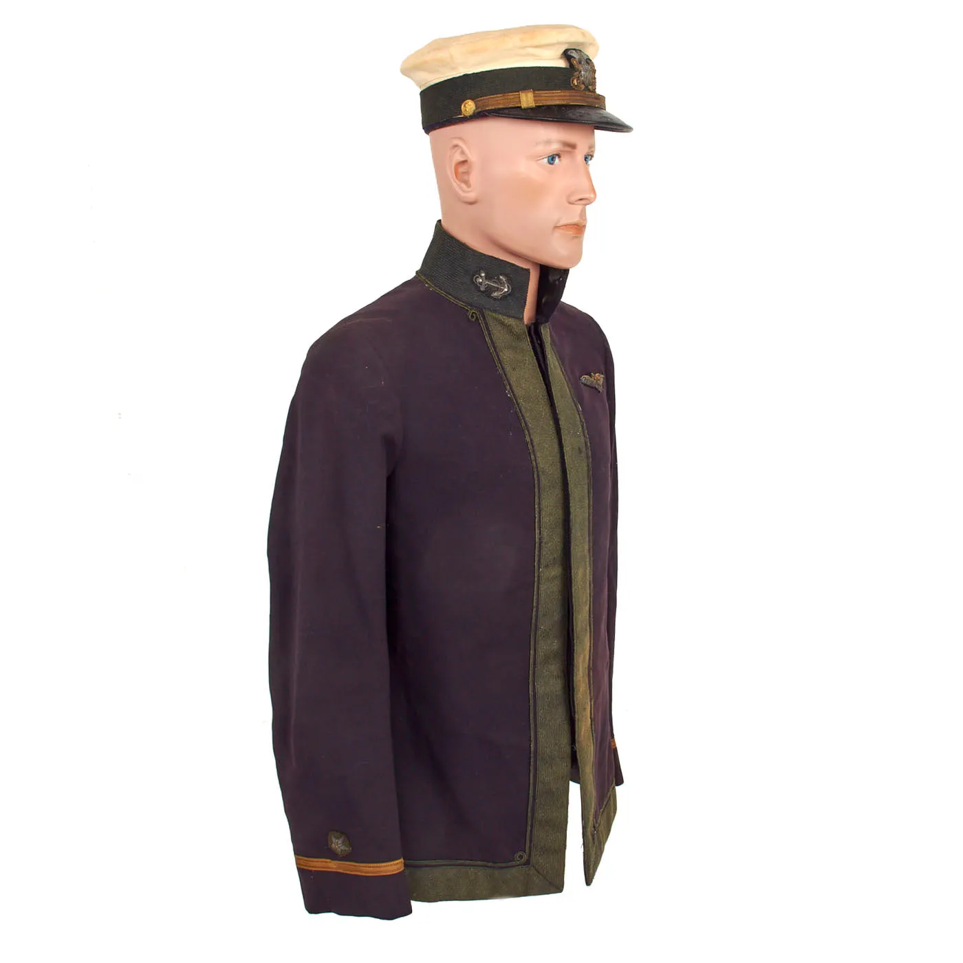 Original U.S. WWI Navy Named Naval Aviator M1895 Pattern Undress Jacket with Forage Cap and Photo - Dated 1918