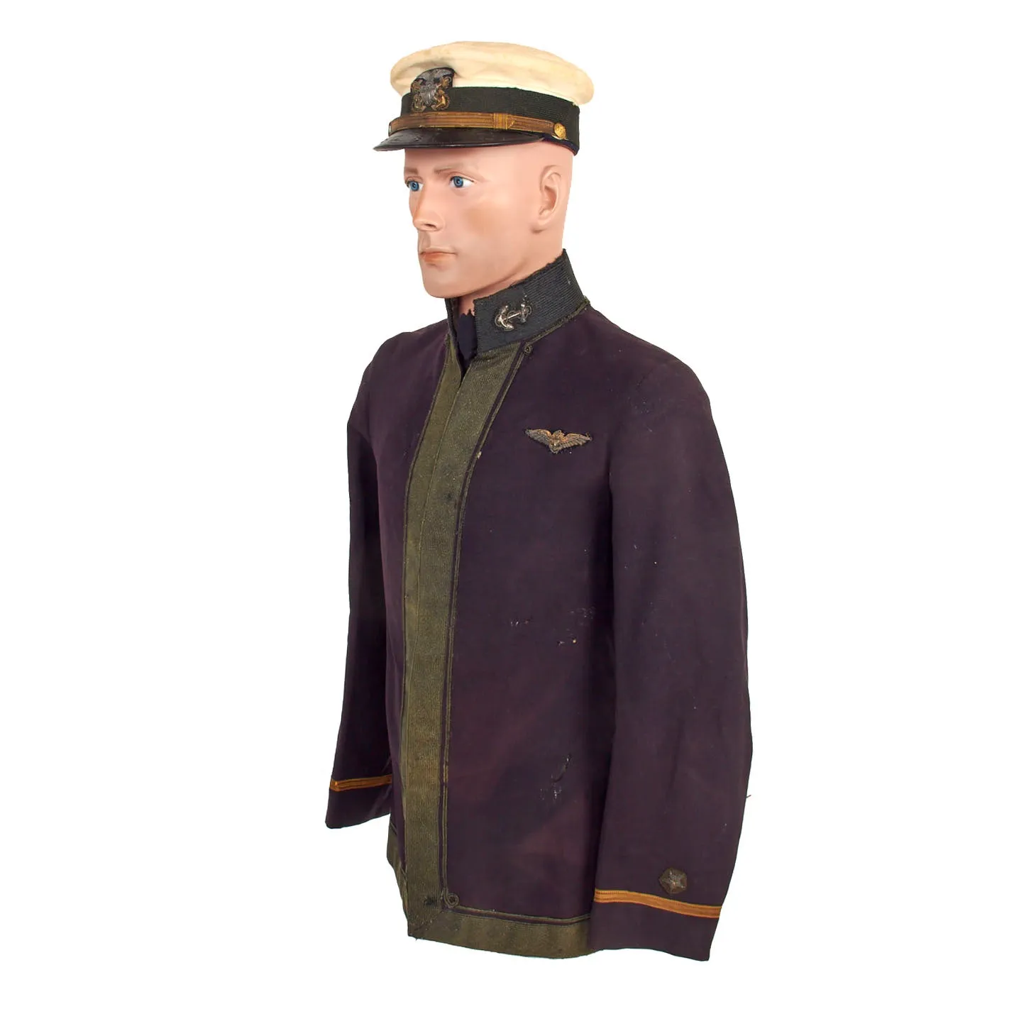 Original U.S. WWI Navy Named Naval Aviator M1895 Pattern Undress Jacket with Forage Cap and Photo - Dated 1918