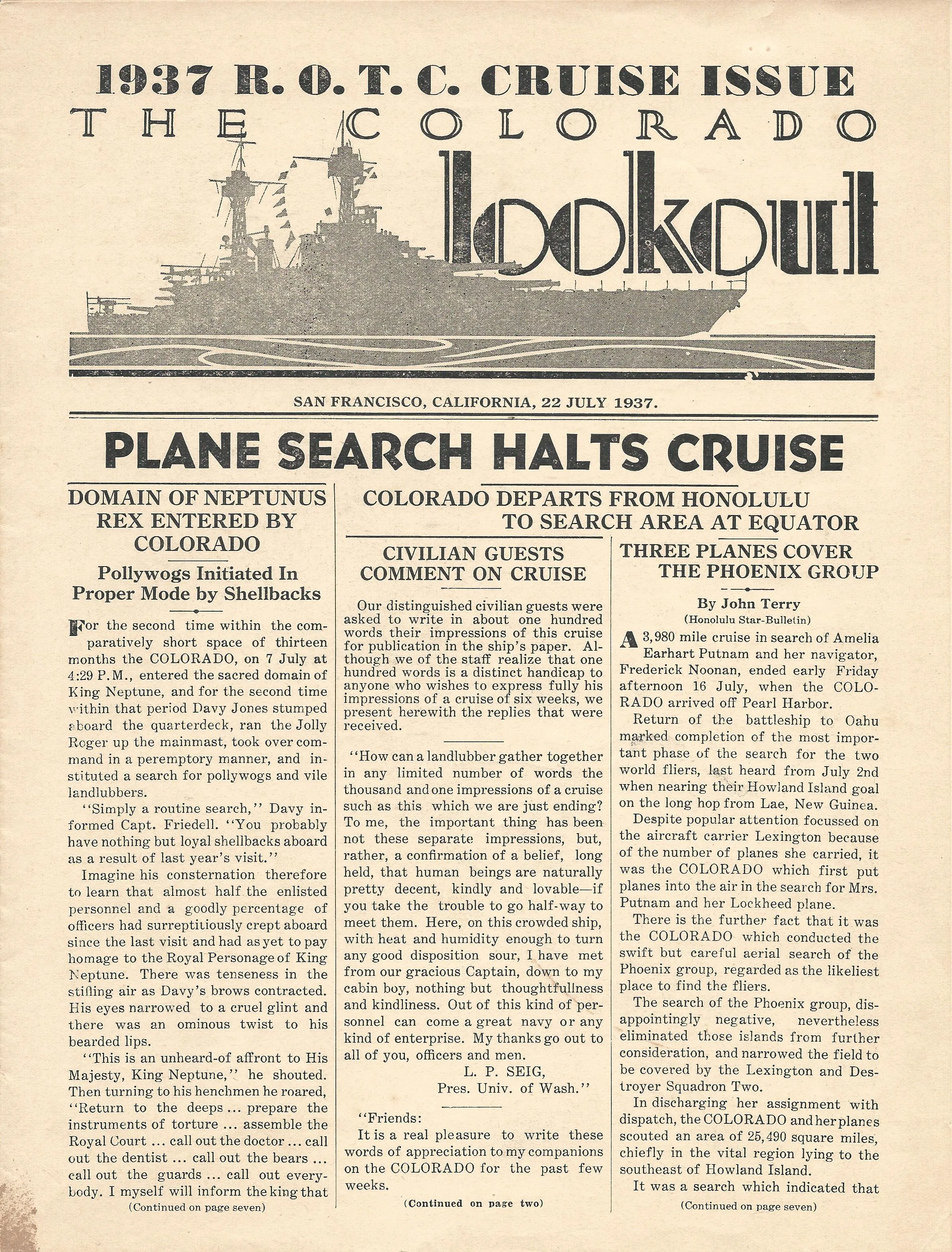Original U.S. WWII 1937 Amelia Earhart Search Pilot Named Grouping