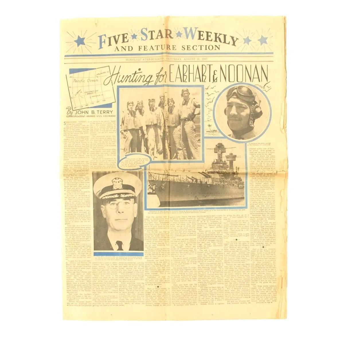 Original U.S. WWII 1937 Amelia Earhart Search Pilot Named Grouping