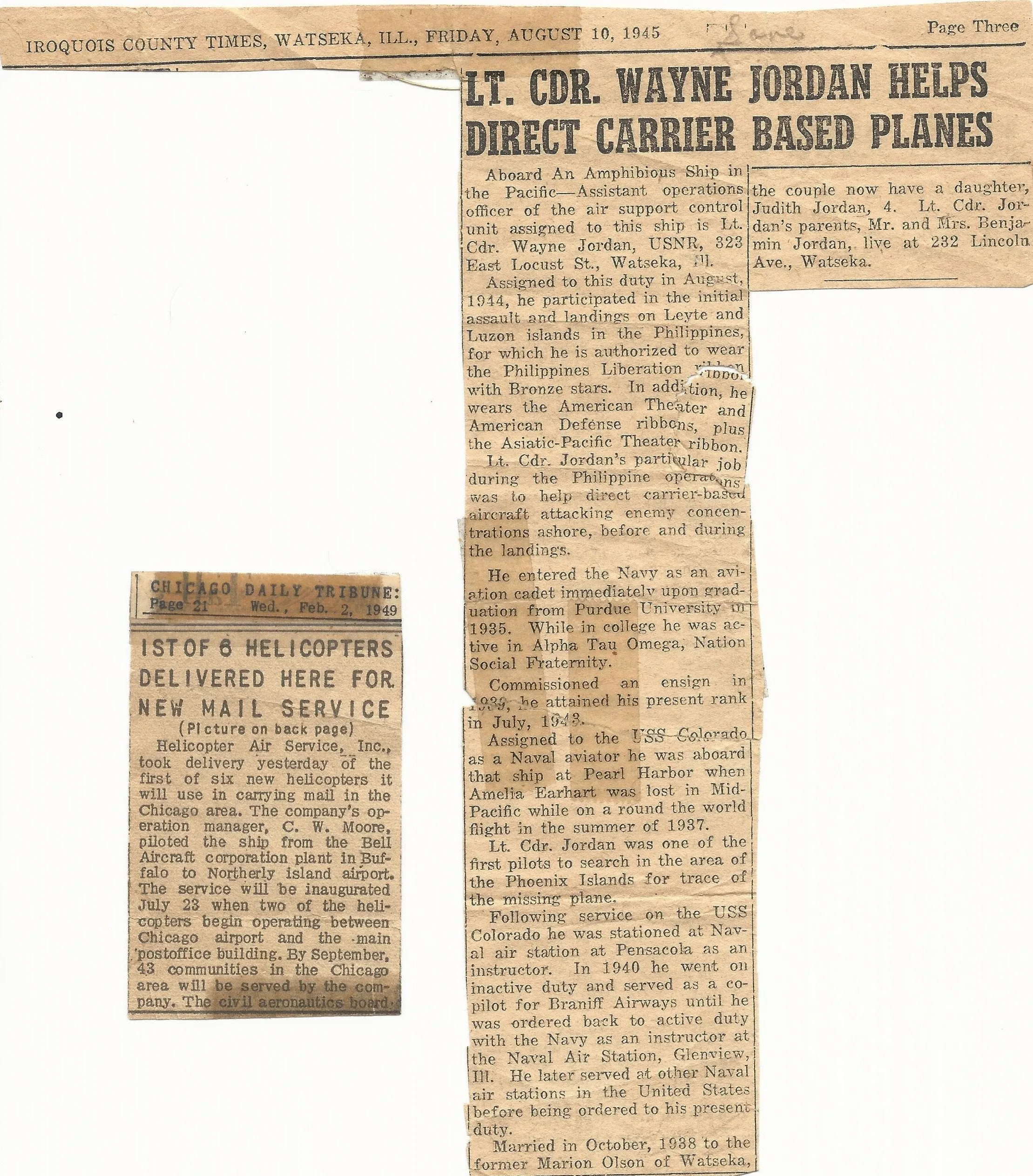 Original U.S. WWII 1937 Amelia Earhart Search Pilot Named Grouping