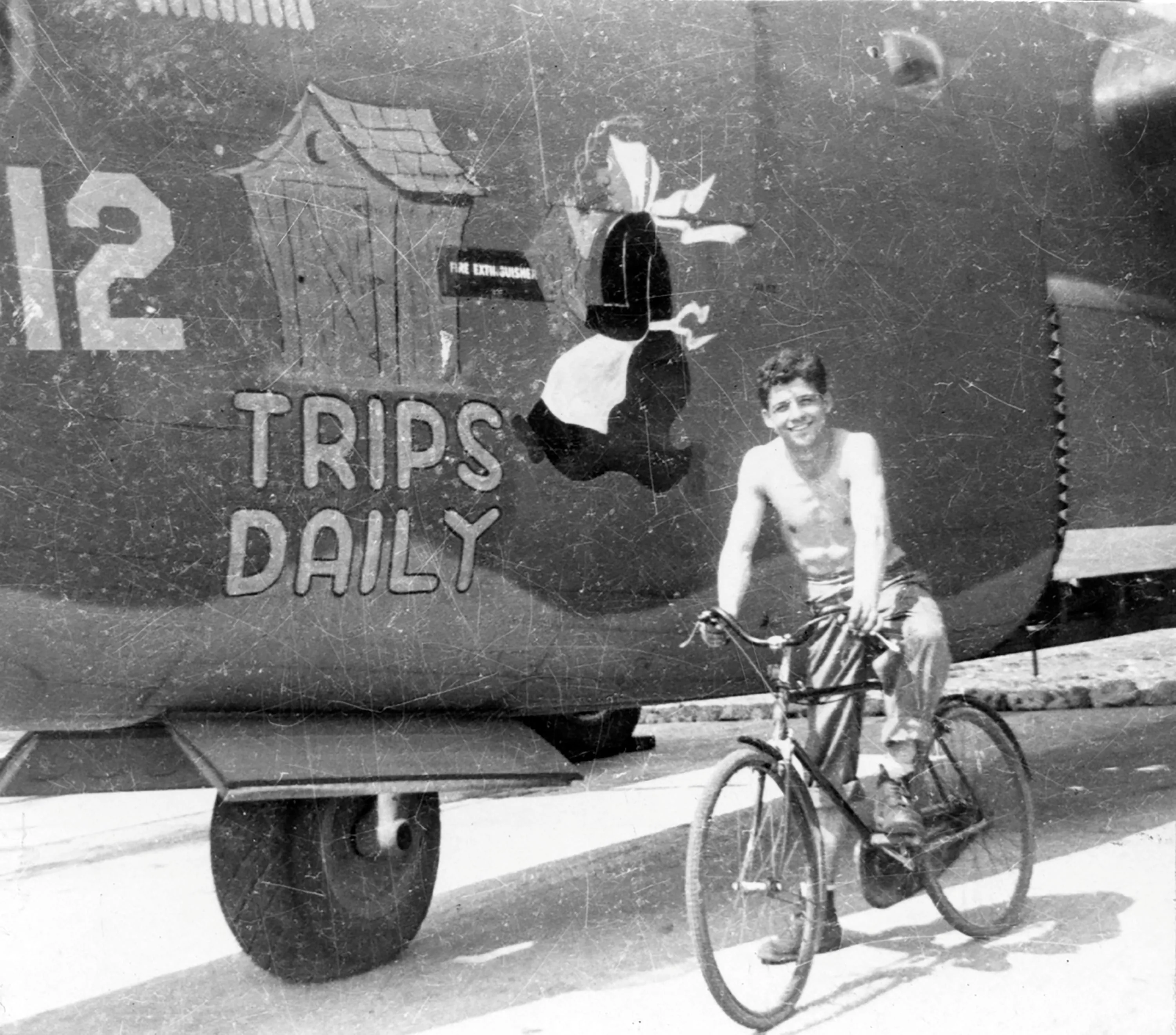 Original U.S. WWII 8th Air Force 392nd Bomb Group 577 Squadron B-24 “Trips Daily” Hand Painted A-2 Leather Flying Jacket