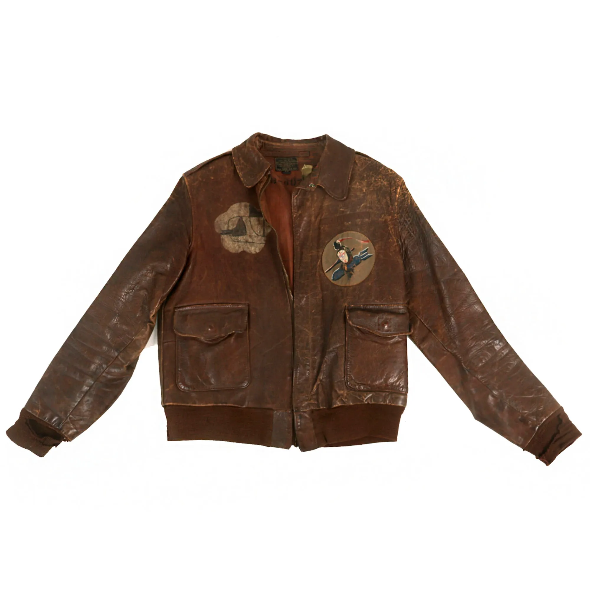 Original U.S. WWII 8th Air Force 392nd Bomb Group 577 Squadron B-24 “Trips Daily” Hand Painted A-2 Leather Flying Jacket