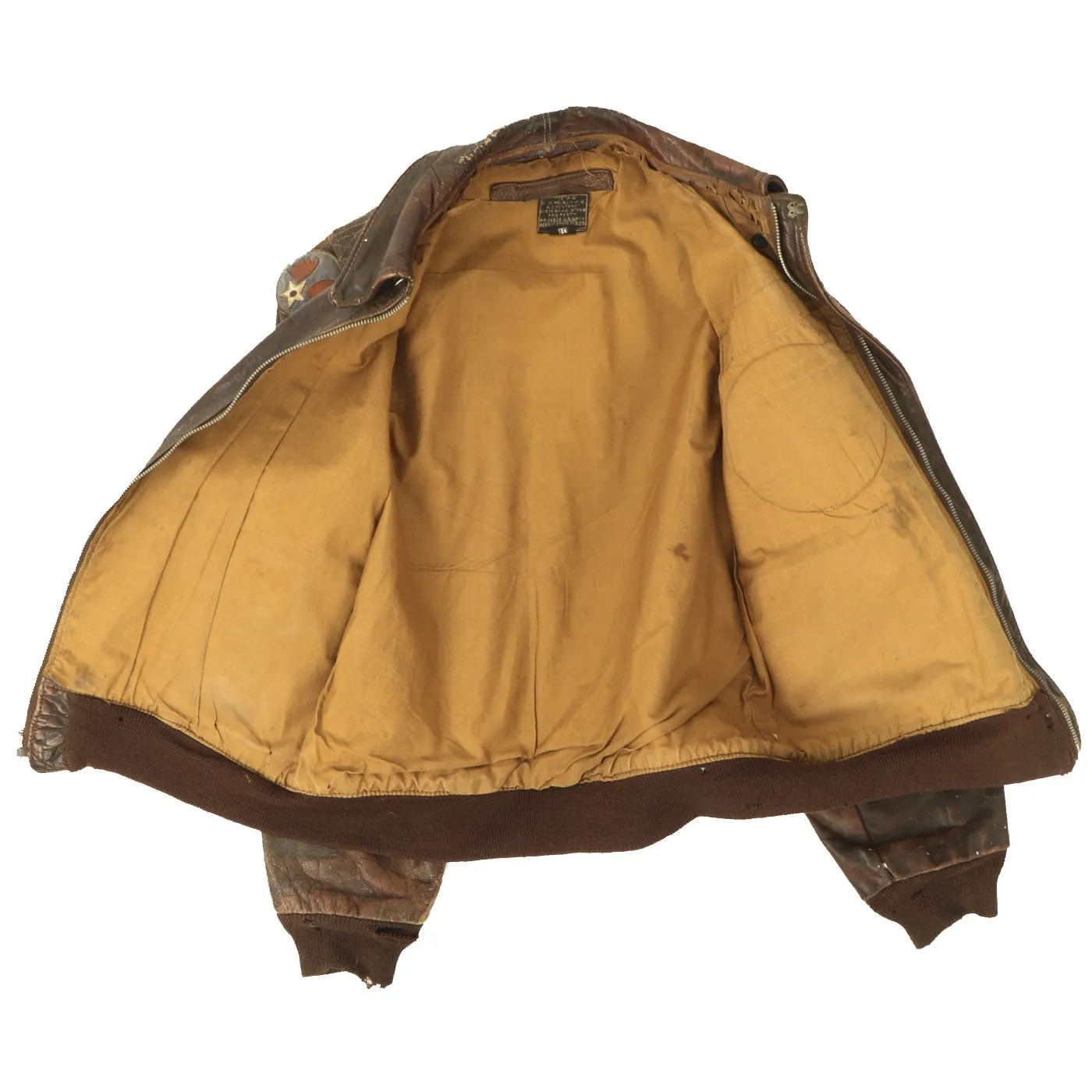 Original U.S. WWII A-2 Flight Jacket C-46 Pilot Nicholas Chritopulos - 4th Combat Cargo Group - 13th Combat Cargo Squadron