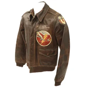 Original U.S. WWII A-2 Flight Jacket C-46 Pilot Nicholas Chritopulos - 4th Combat Cargo Group - 13th Combat Cargo Squadron
