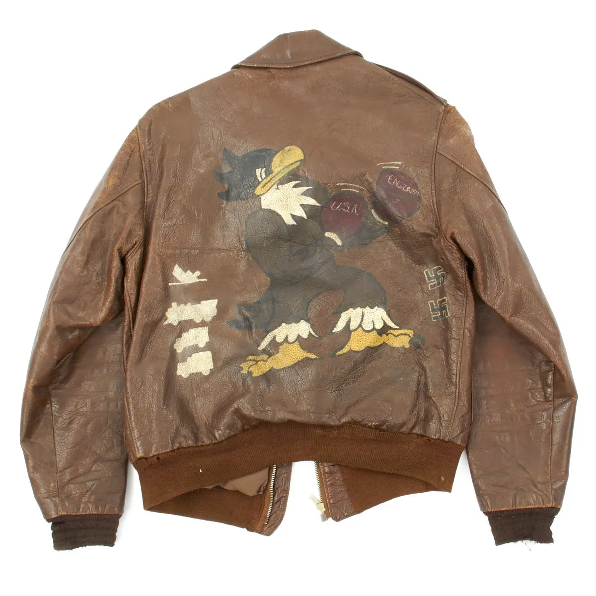 Original U.S. WWII and Korean War 334th Fighter Squadron A-2 Flight Jacket with Helmet