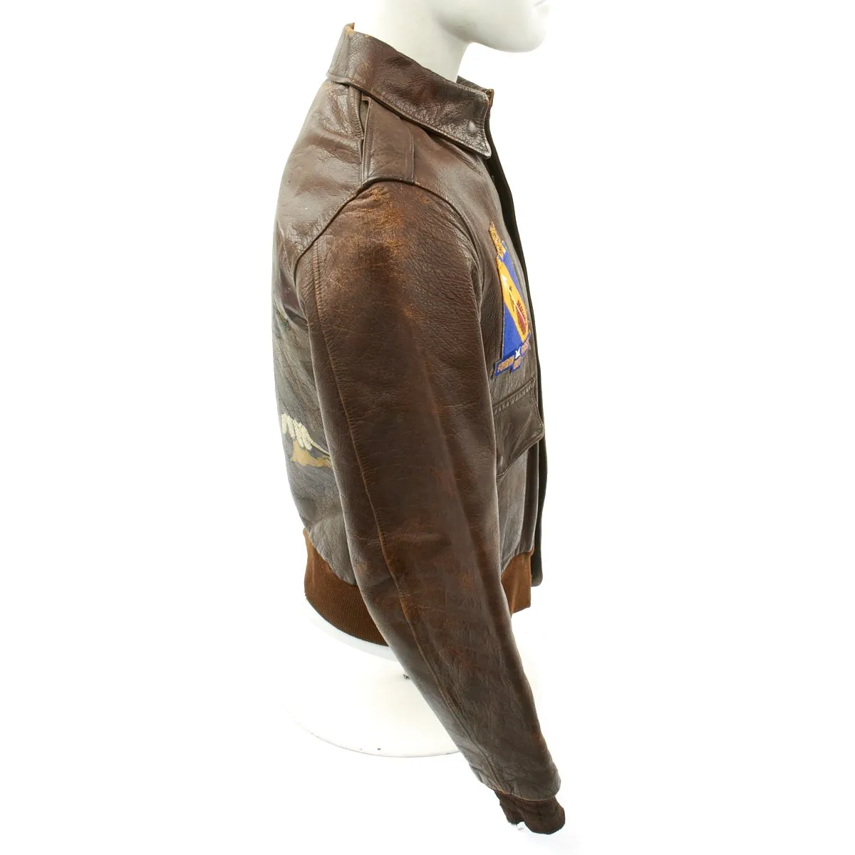 Original U.S. WWII and Korean War 334th Fighter Squadron A-2 Flight Jacket with Helmet