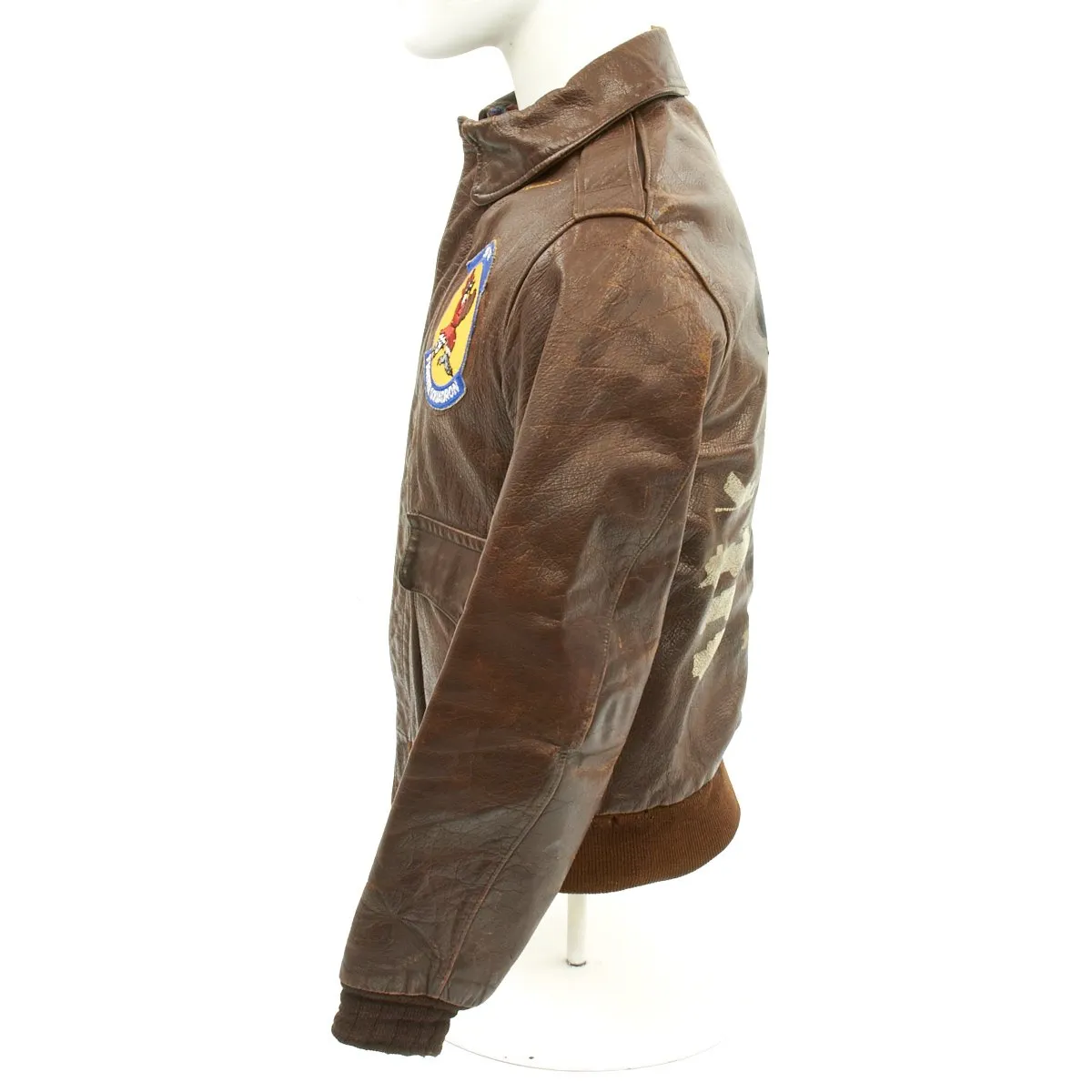 Original U.S. WWII and Korean War 334th Fighter Squadron A-2 Flight Jacket with Helmet