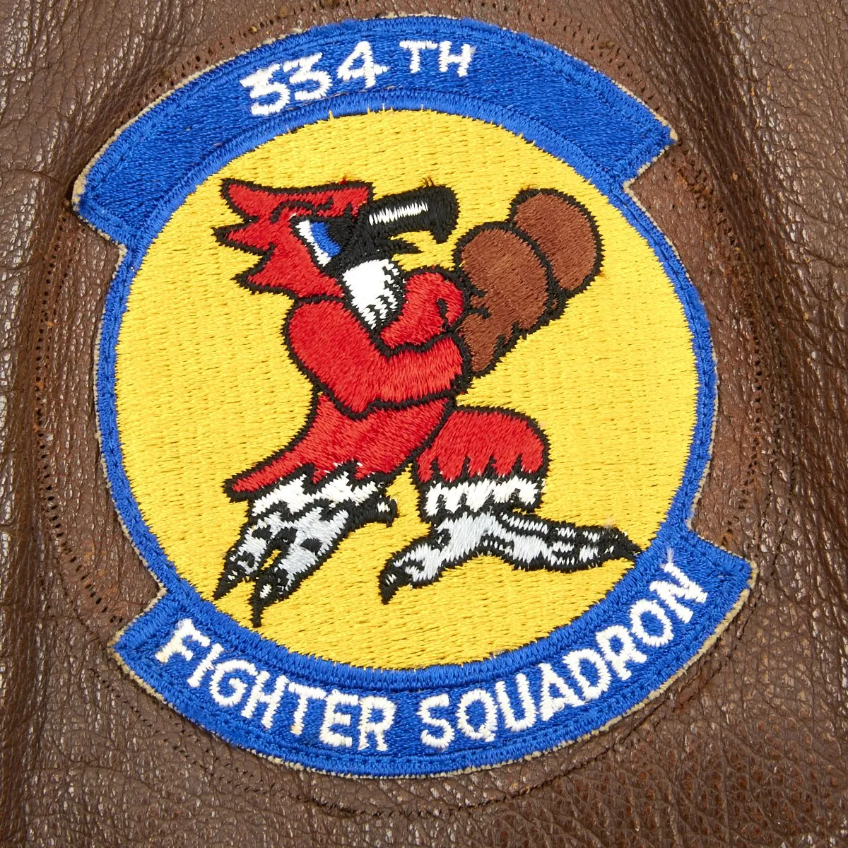 Original U.S. WWII and Korean War 334th Fighter Squadron A-2 Flight Jacket with Helmet