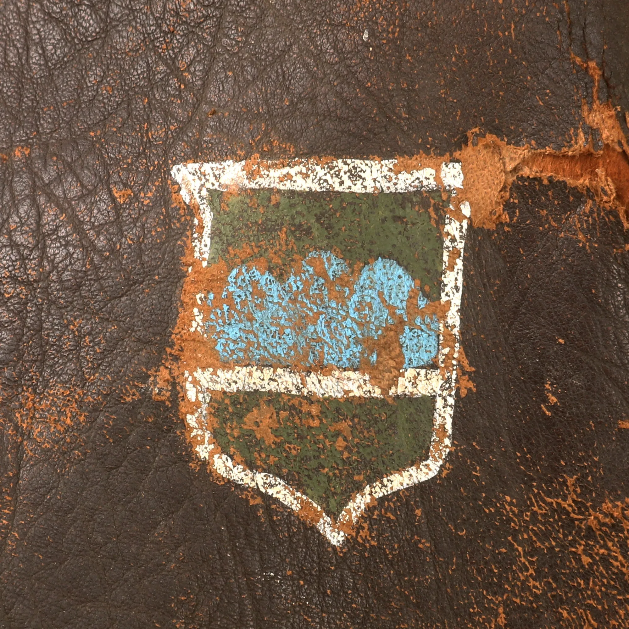Original U.S. WWII Armored 191st Tank Battalion Army Painted Leather Jacket - 80th Infantry Division Insignia & Corporal Chevrons