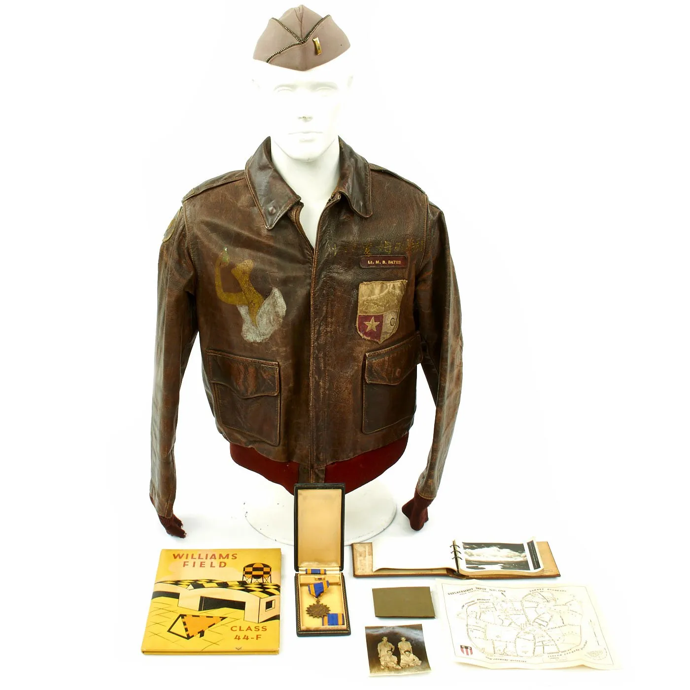 Original U.S. WWII China Burma India Hump Pilot Named A-2 Jacket Grouping