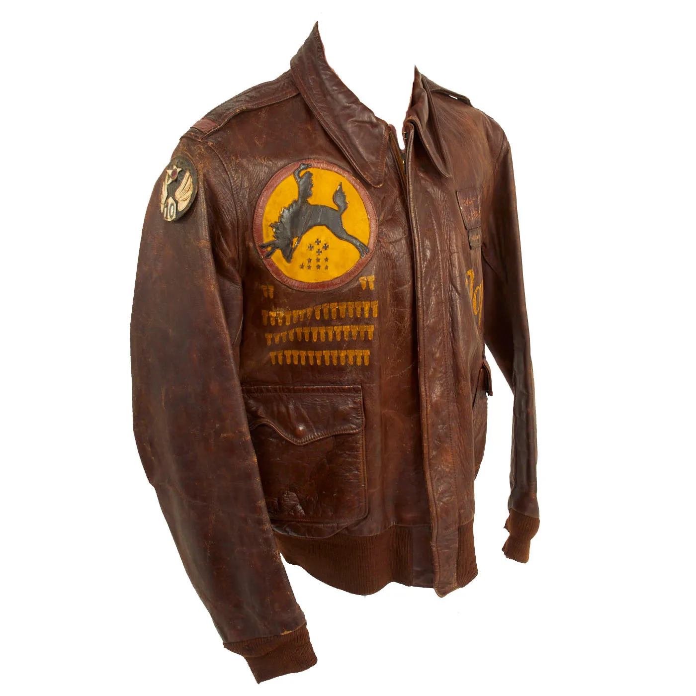 Original U.S. WWII Named 10th Air Force 436th Bombardment Squadron A-2 Flight Jacket - B-24 Liberator Pilot Theodore A. McConnell - 46 Missions