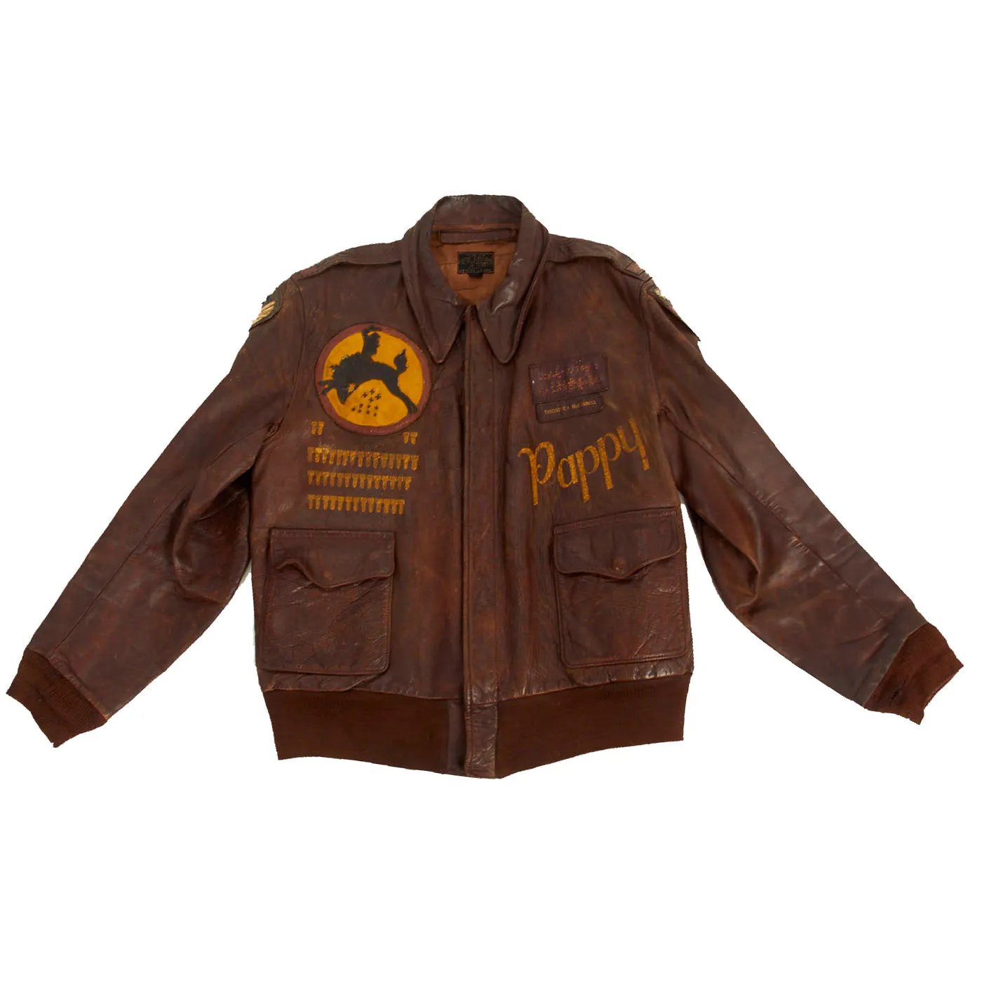 Original U.S. WWII Named 10th Air Force 436th Bombardment Squadron A-2 Flight Jacket - B-24 Liberator Pilot Theodore A. McConnell - 46 Missions