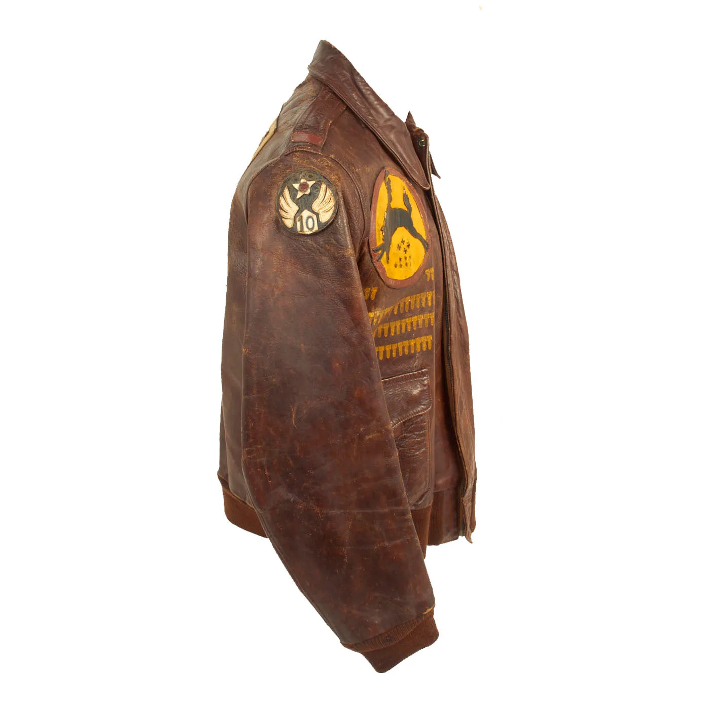 Original U.S. WWII Named 10th Air Force 436th Bombardment Squadron A-2 Flight Jacket - B-24 Liberator Pilot Theodore A. McConnell - 46 Missions