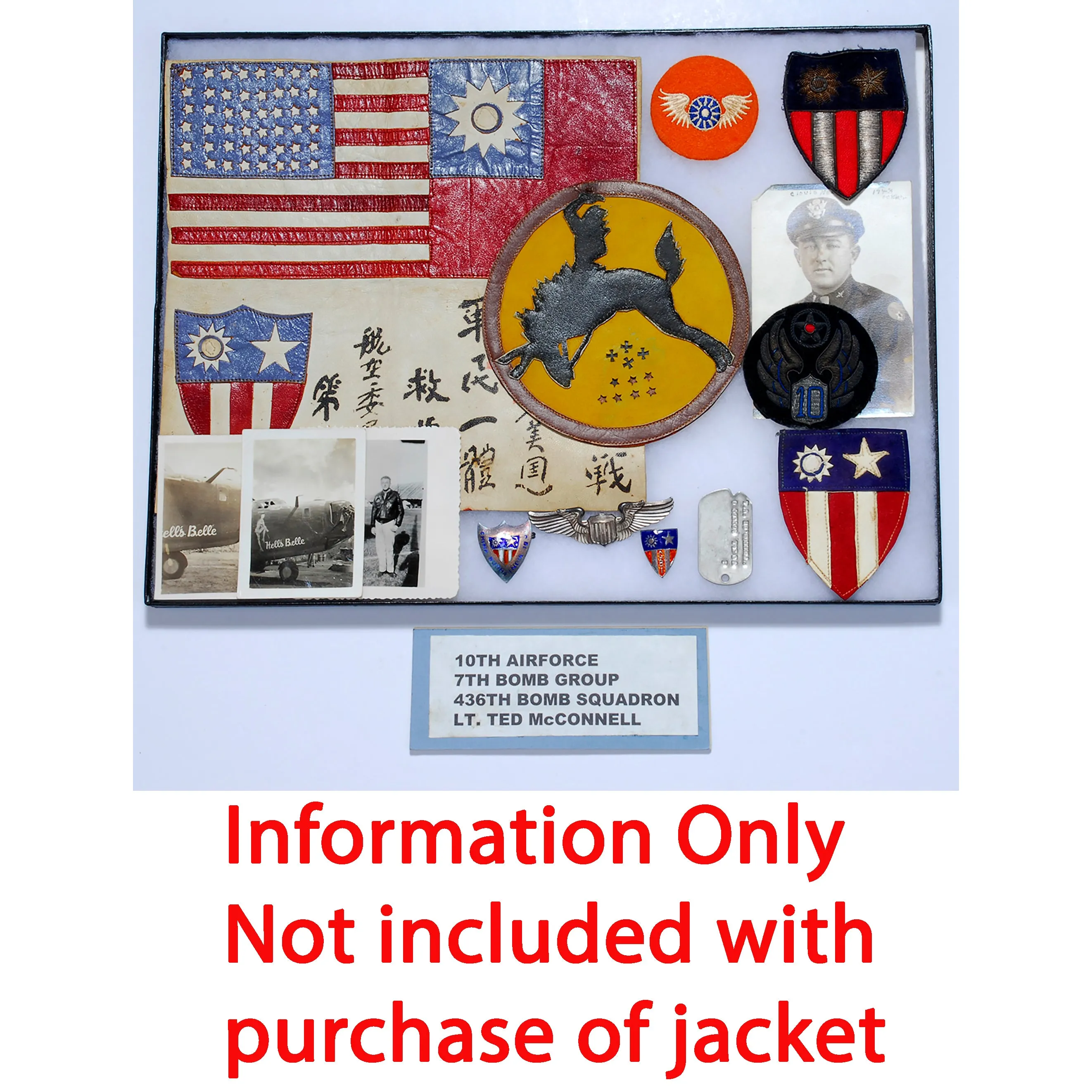 Original U.S. WWII Named 10th Air Force 436th Bombardment Squadron A-2 Flight Jacket - B-24 Liberator Pilot Theodore A. McConnell - 46 Missions