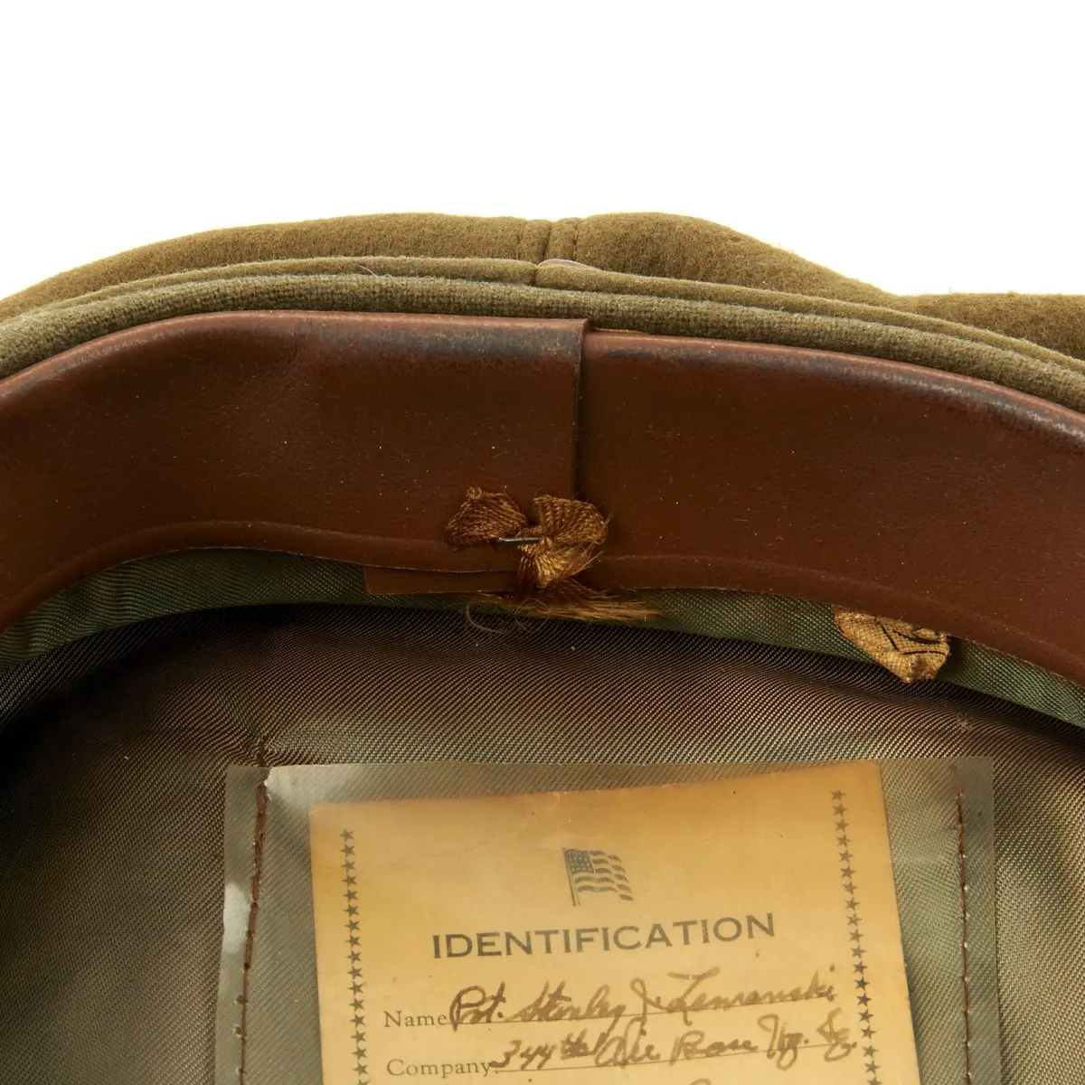 Original U.S. WWII Named 344th Fighter Squadron USAAF Crush Cap
