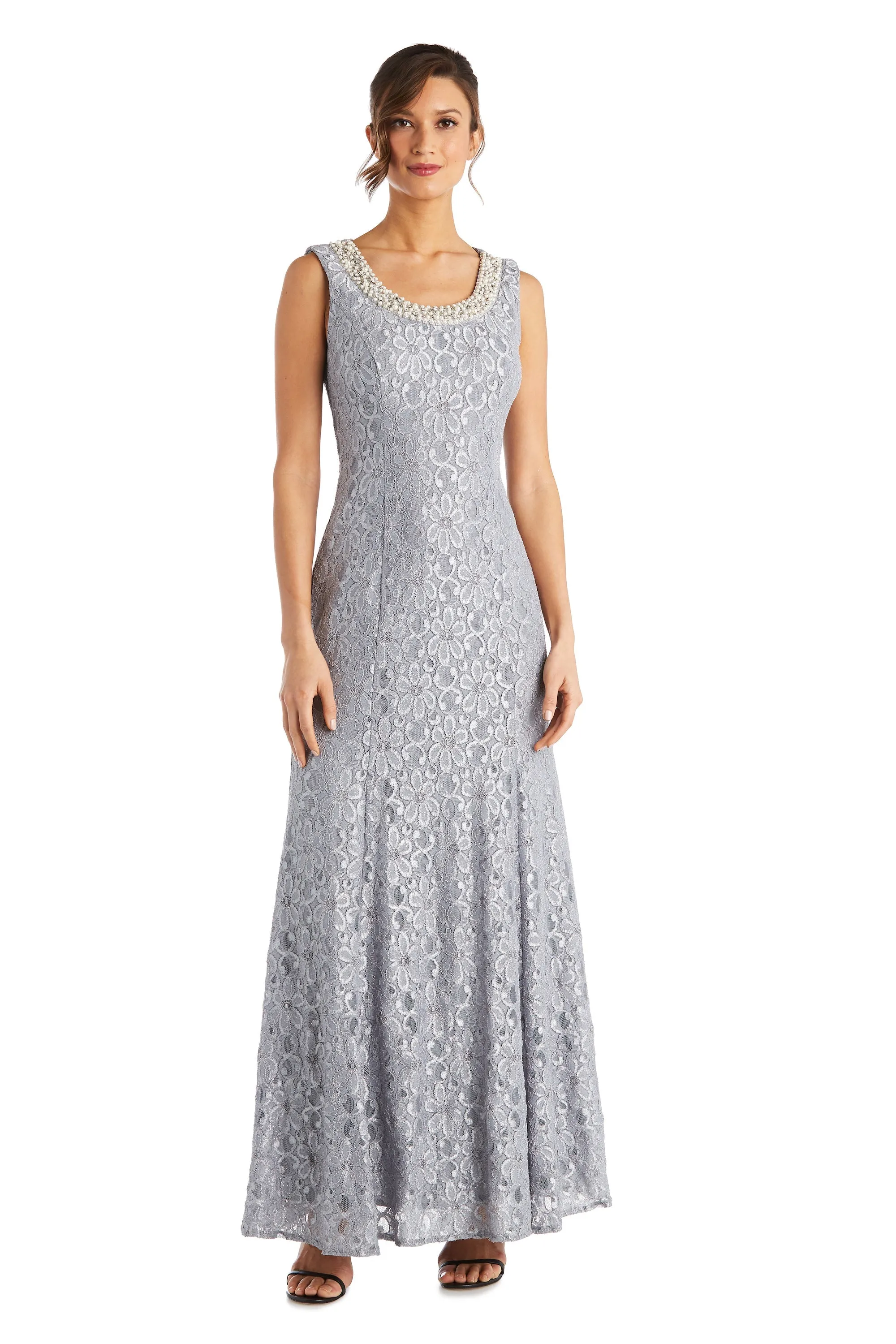 Petite Women Shimmering Lace Fishtail Evening Jacket Dress