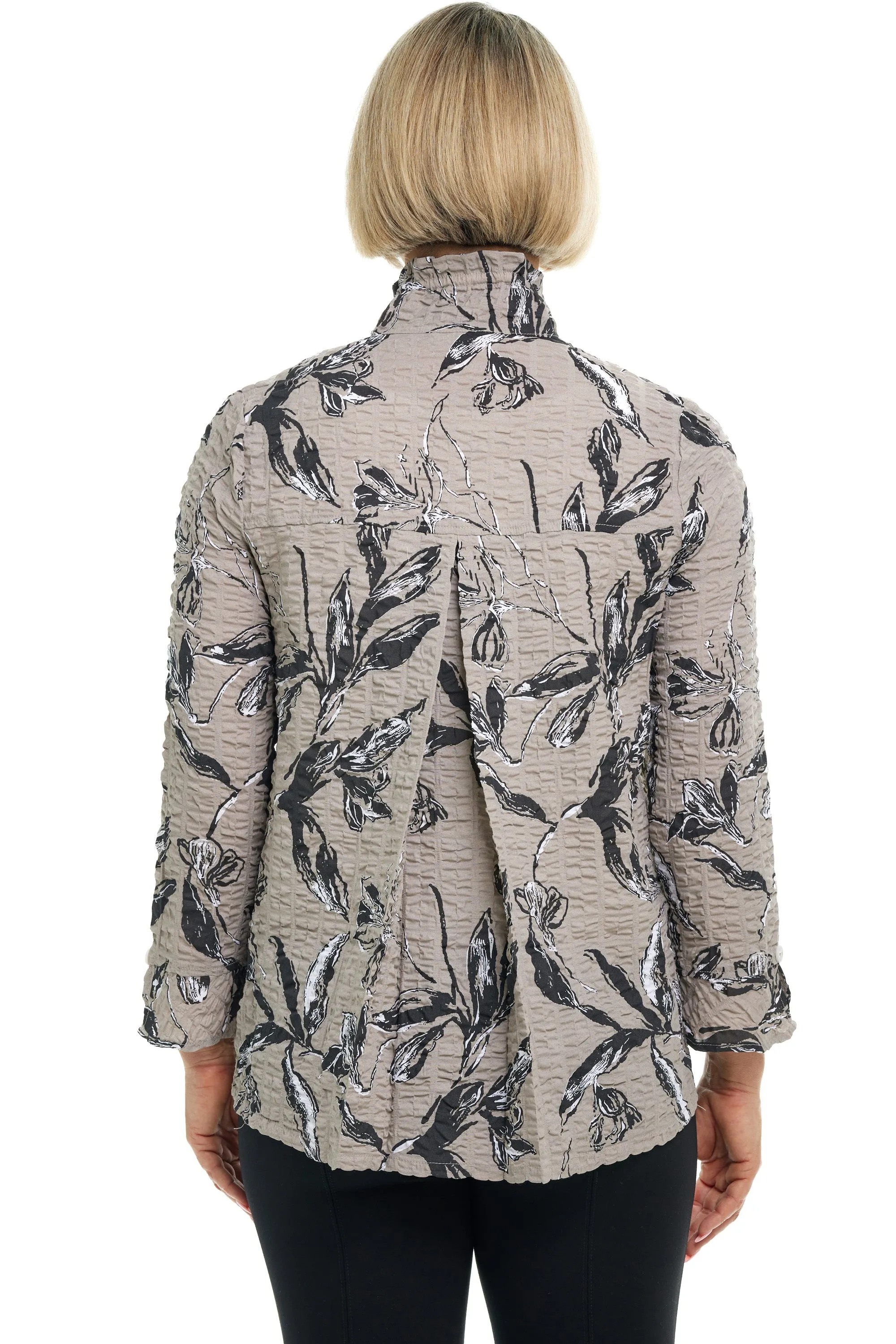 Pucker Weave Floral Retro Jacket