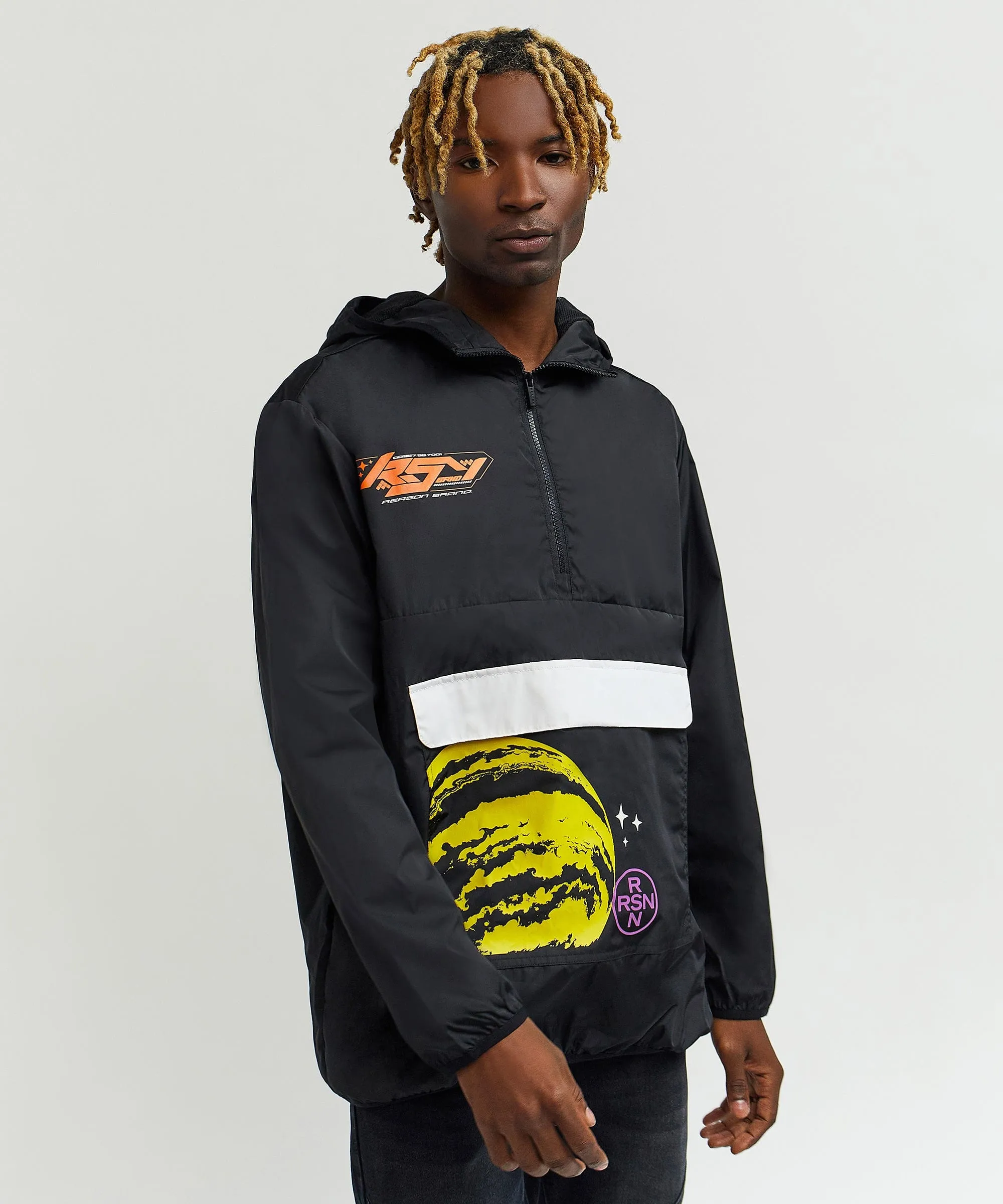 Reason World Skull Half-Zip Anorak - Black