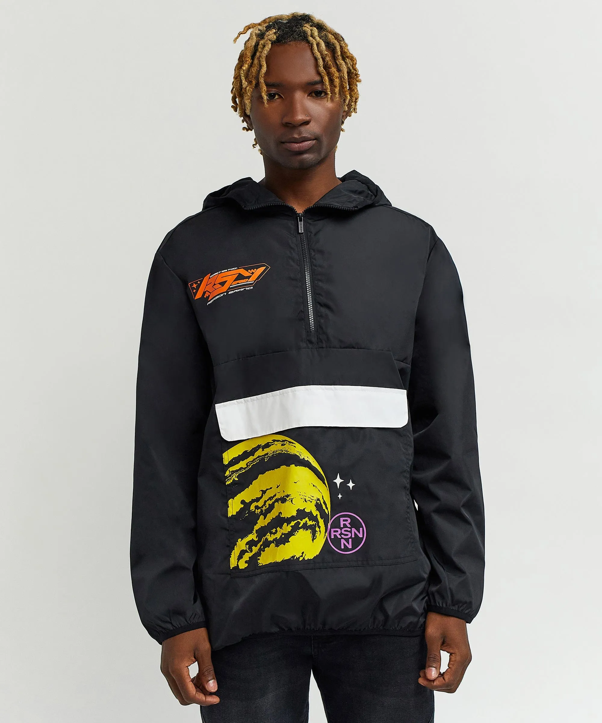 Reason World Skull Half-Zip Anorak - Black