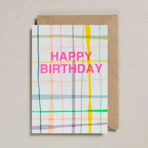 Riso Shapes Plaid Happy Birthday Card