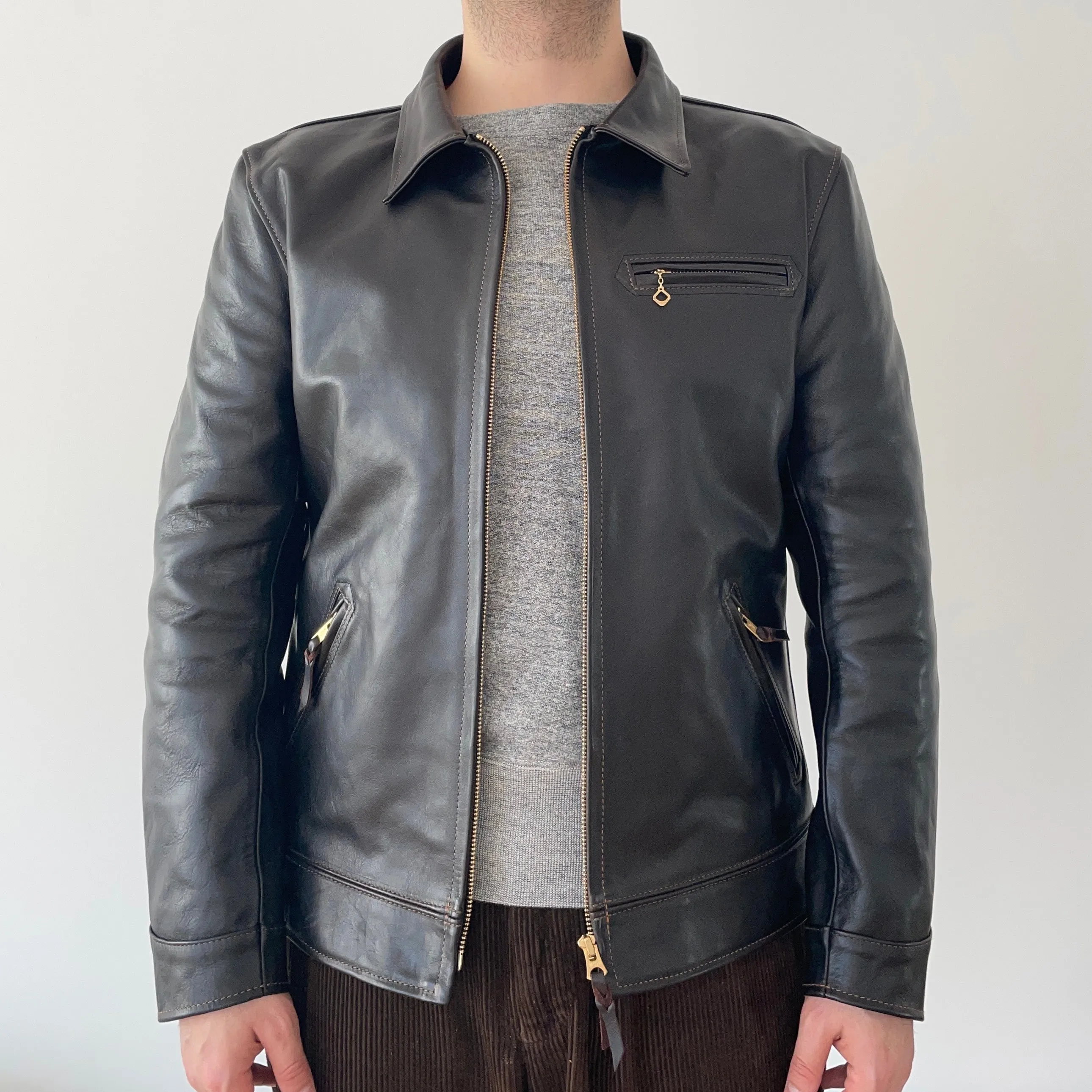 SINGLE RIDERS Shinki Hikaku Teacore Veg Tanned  Horsehide - Black FN-LJ-HS001