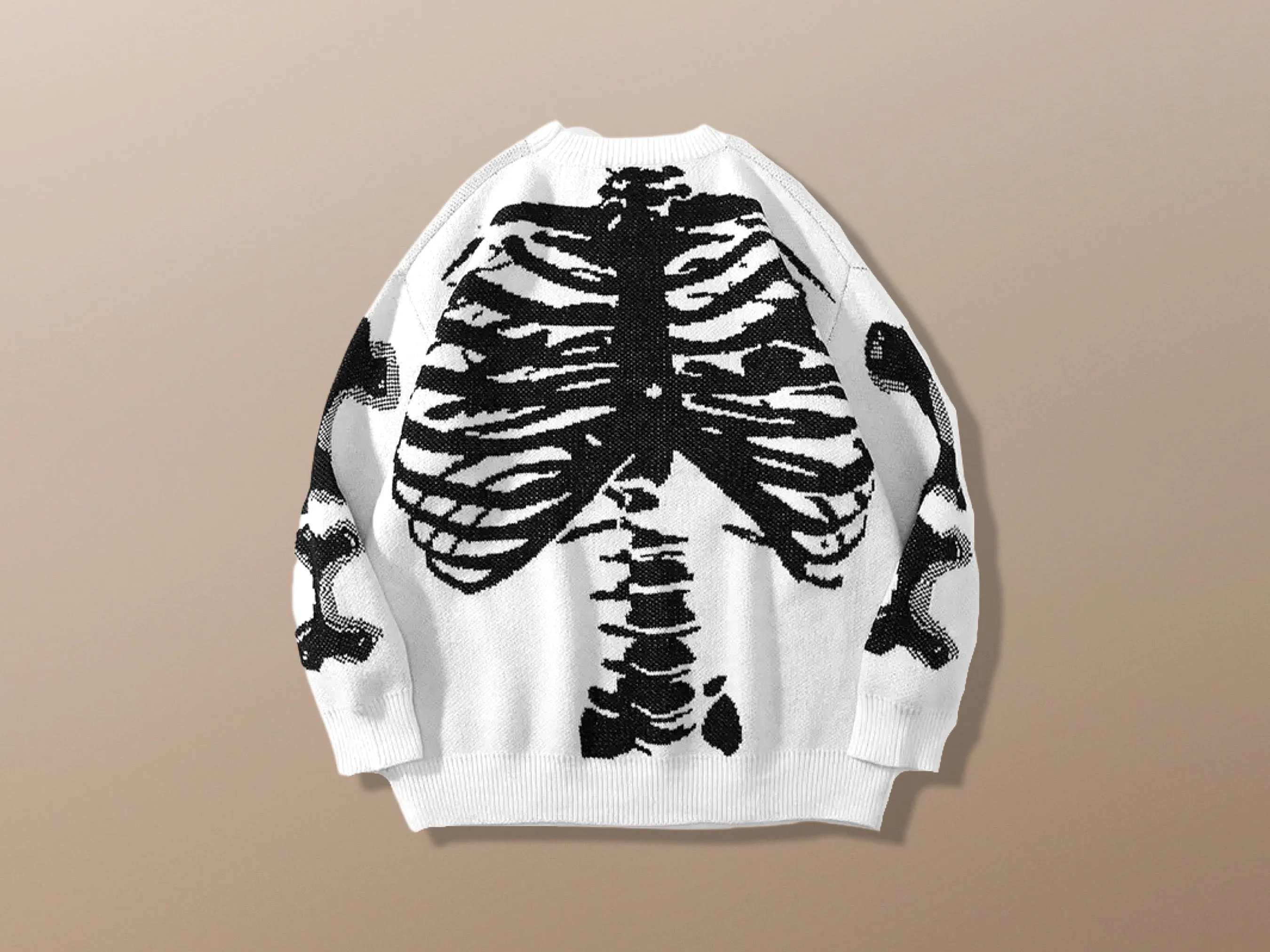 Skeleton Lightweight Knit Sweater Grunge Bone Vintage Jumper
