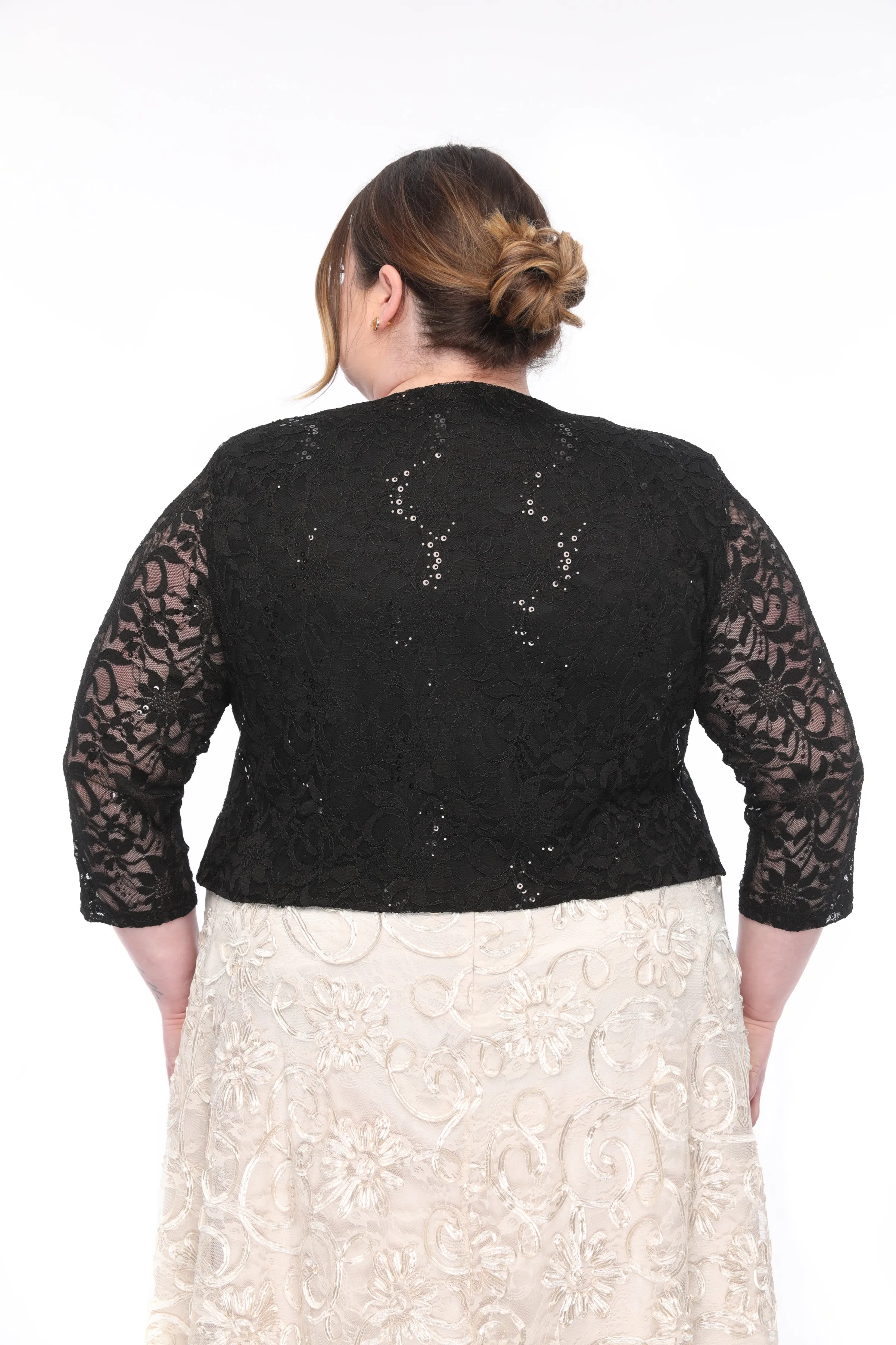 SLEEKTRENDS Womens Plus Size Embellished Sequin Lace  Bolero Jacket