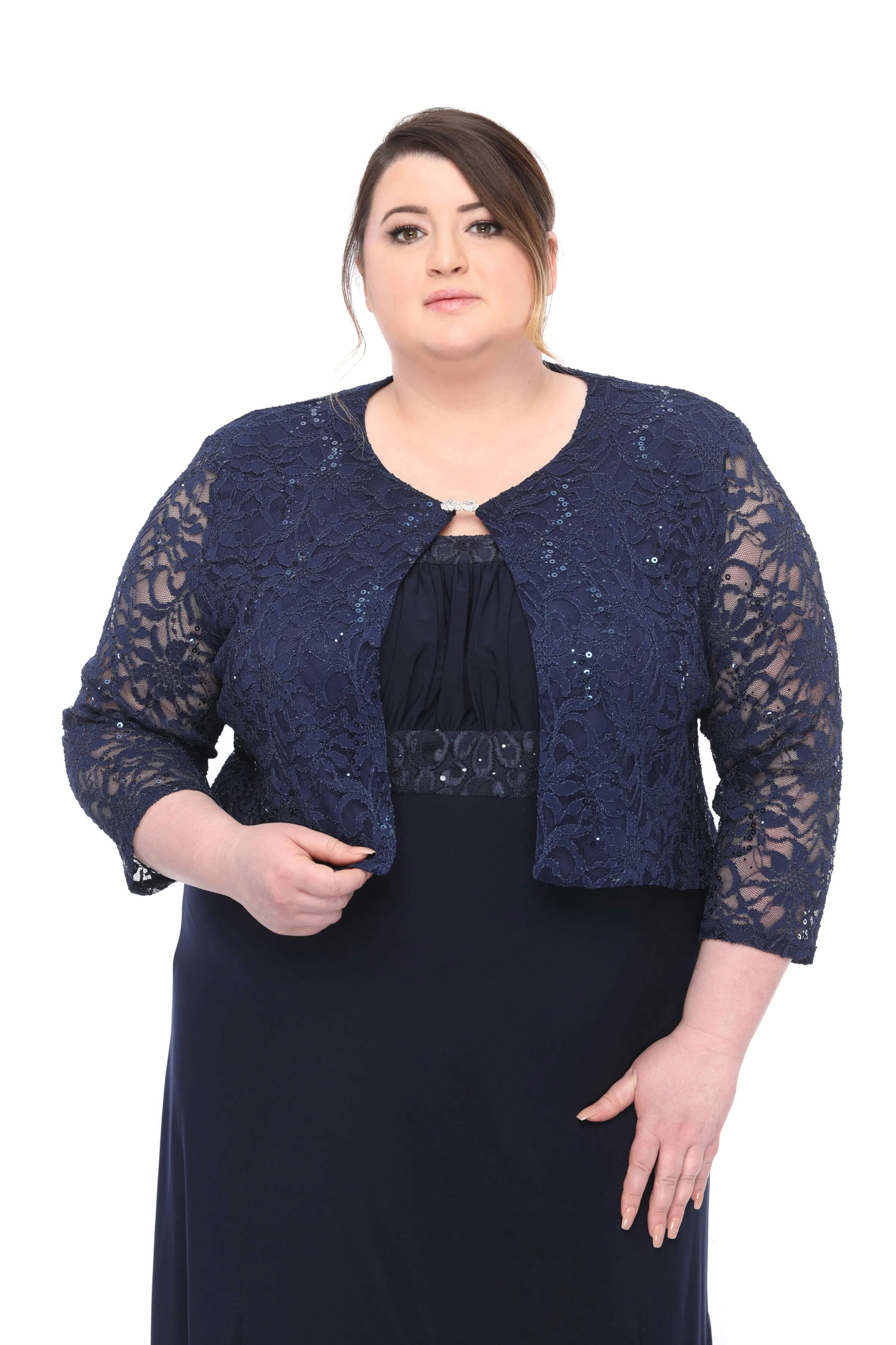 SLEEKTRENDS Womens Plus Size Embellished Sequin Lace  Bolero Jacket