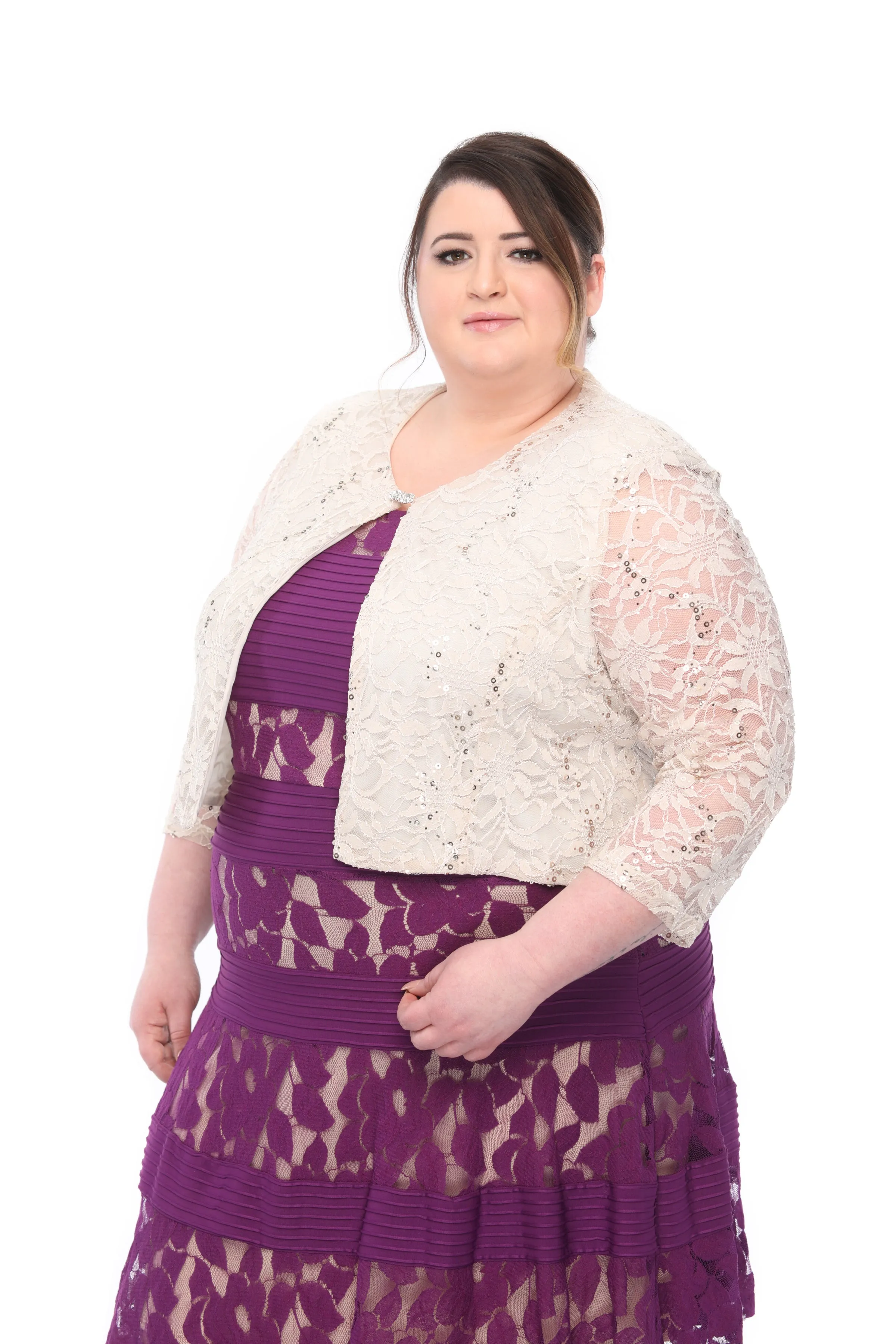 SLEEKTRENDS Womens Plus Size Embellished Sequin Lace  Bolero Jacket