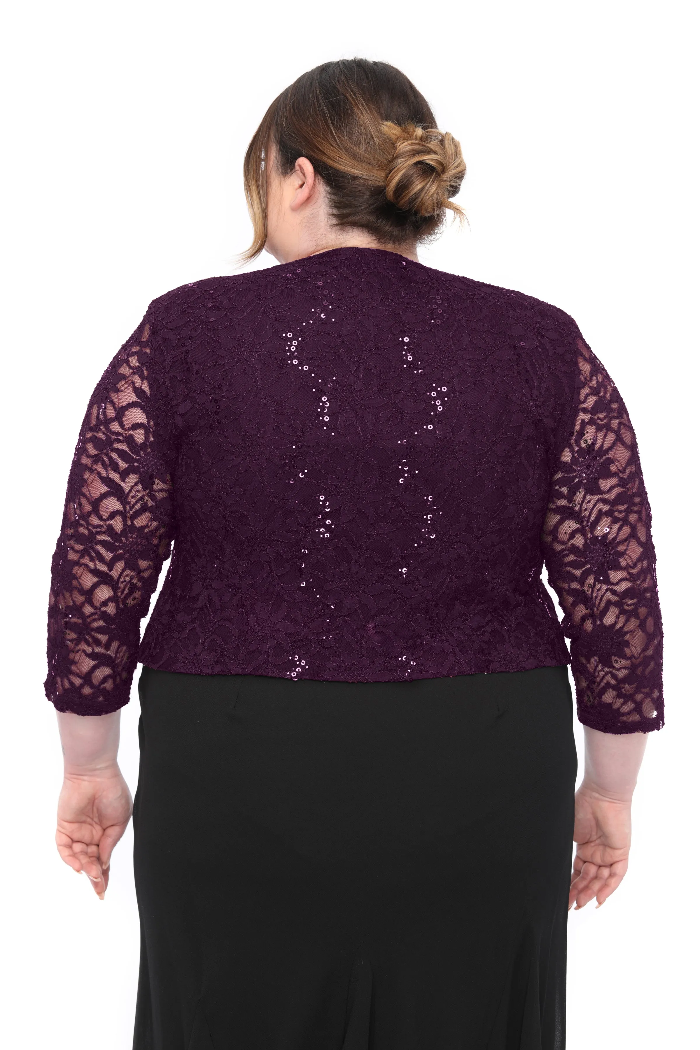 SLEEKTRENDS Womens Plus Size Embellished Sequin Lace  Bolero Jacket
