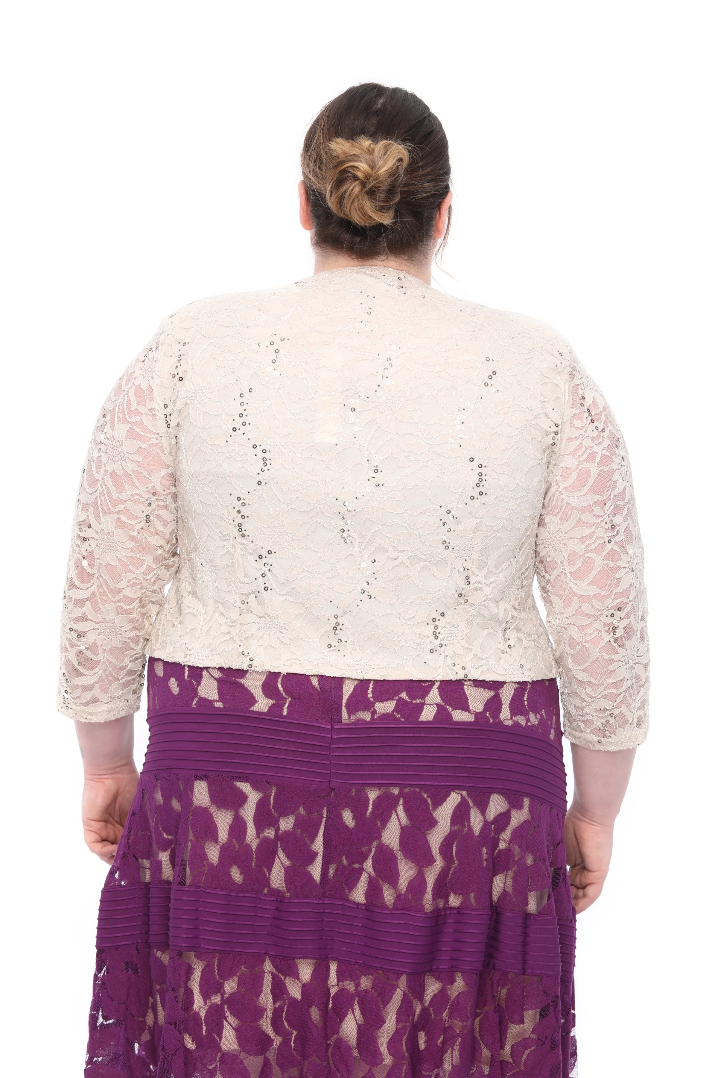 SLEEKTRENDS Womens Plus Size Embellished Sequin Lace  Bolero Jacket