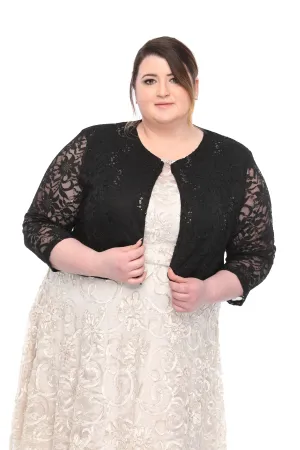 SLEEKTRENDS Womens Plus Size Embellished Sequin Lace  Bolero Jacket