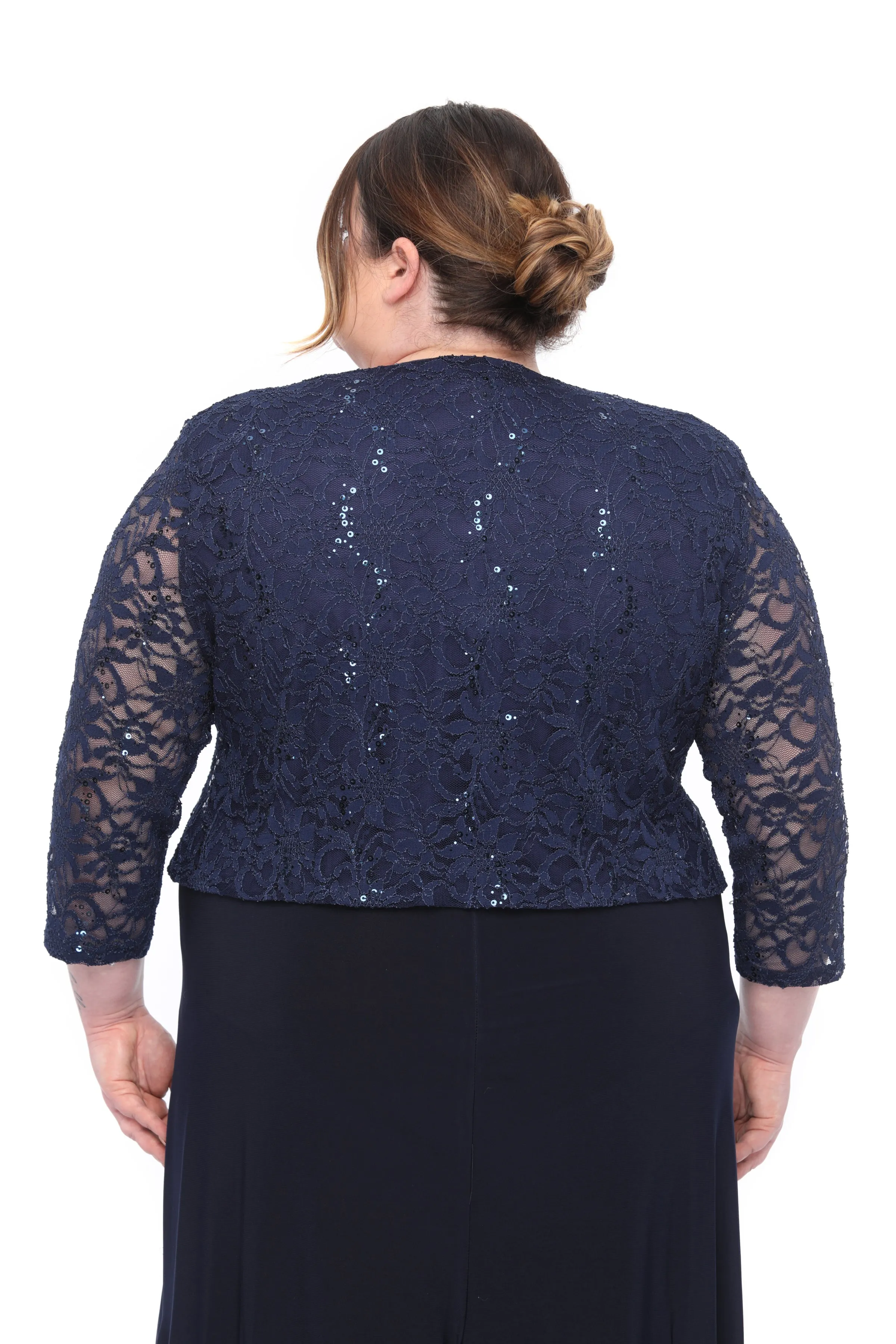 SLEEKTRENDS Womens Plus Size Embellished Sequin Lace  Bolero Jacket
