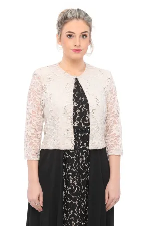 SLEEKTRENDS Womens  Embellished Sequin Lace Bolero Jacket