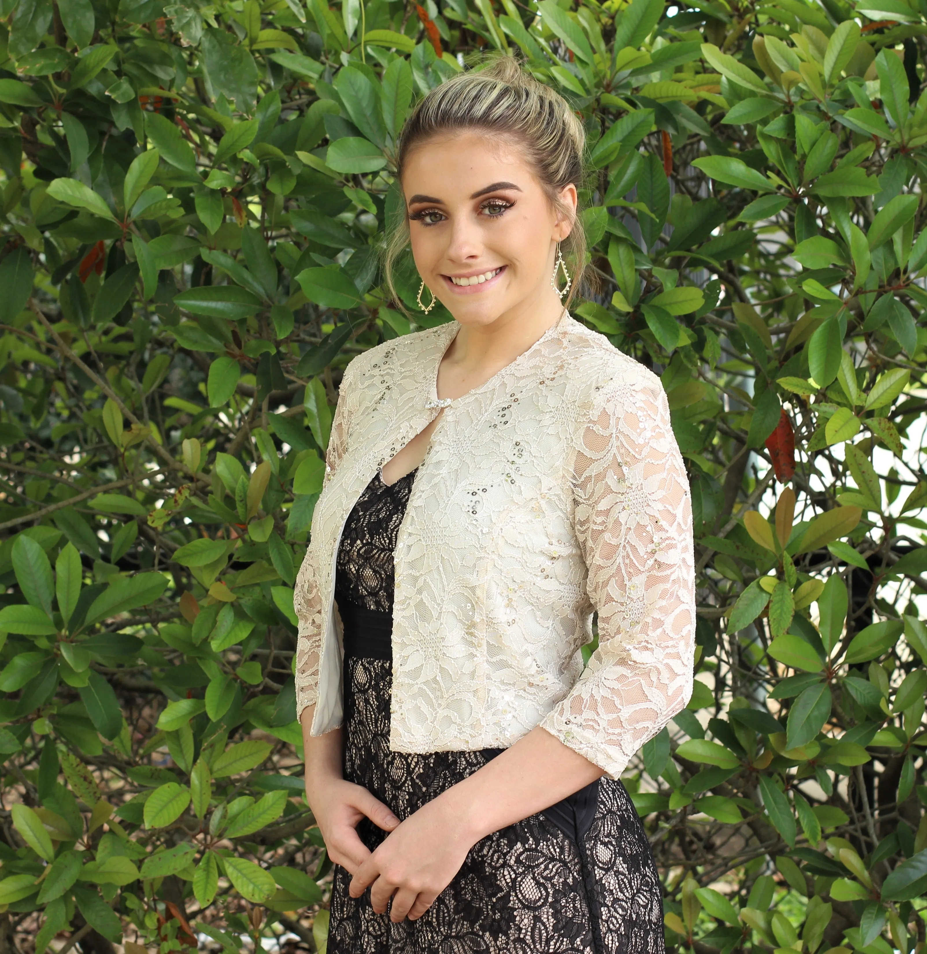 SLEEKTRENDS Womens  Embellished Sequin Lace Bolero Jacket