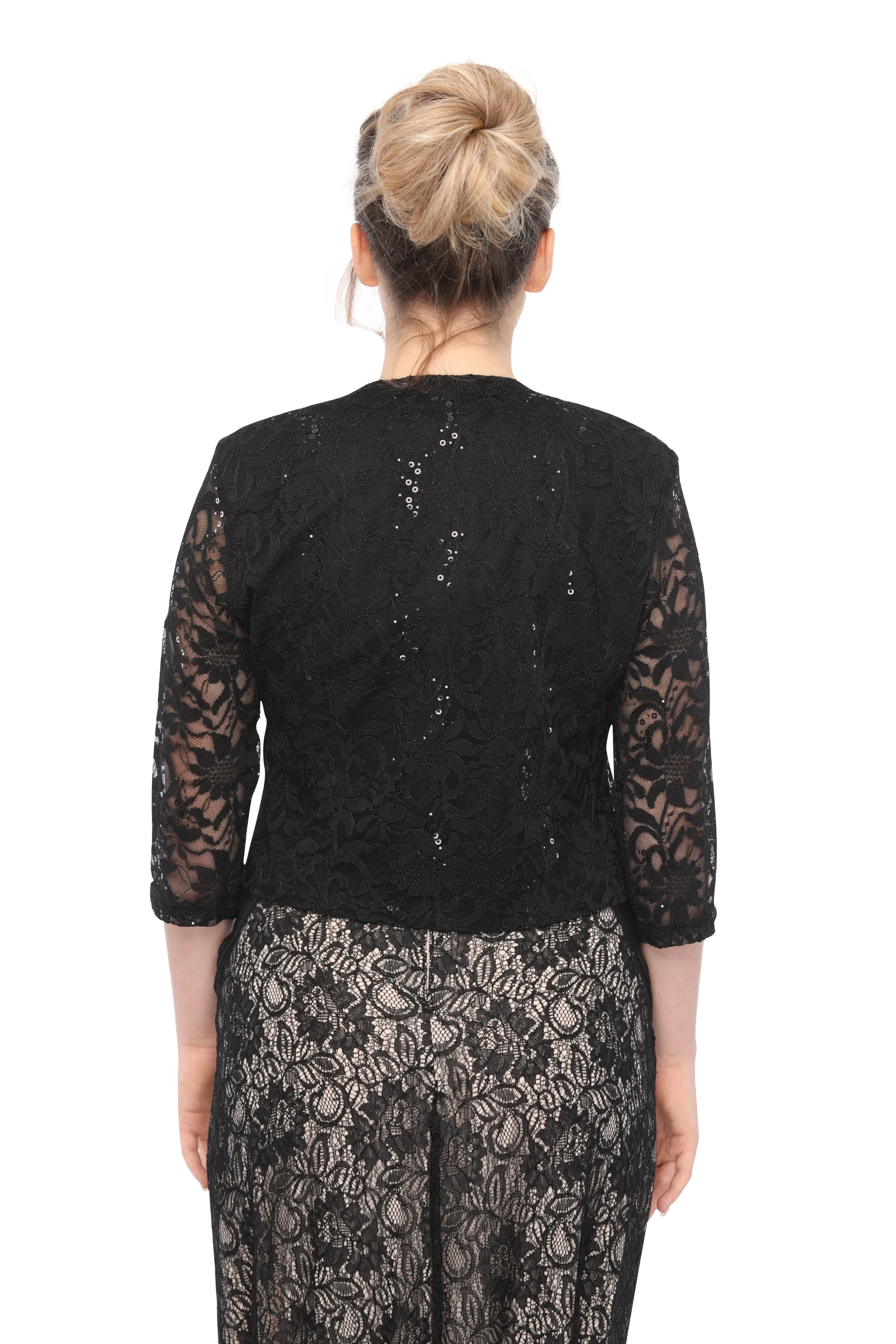 SLEEKTRENDS Womens  Embellished Sequin Lace Bolero Jacket