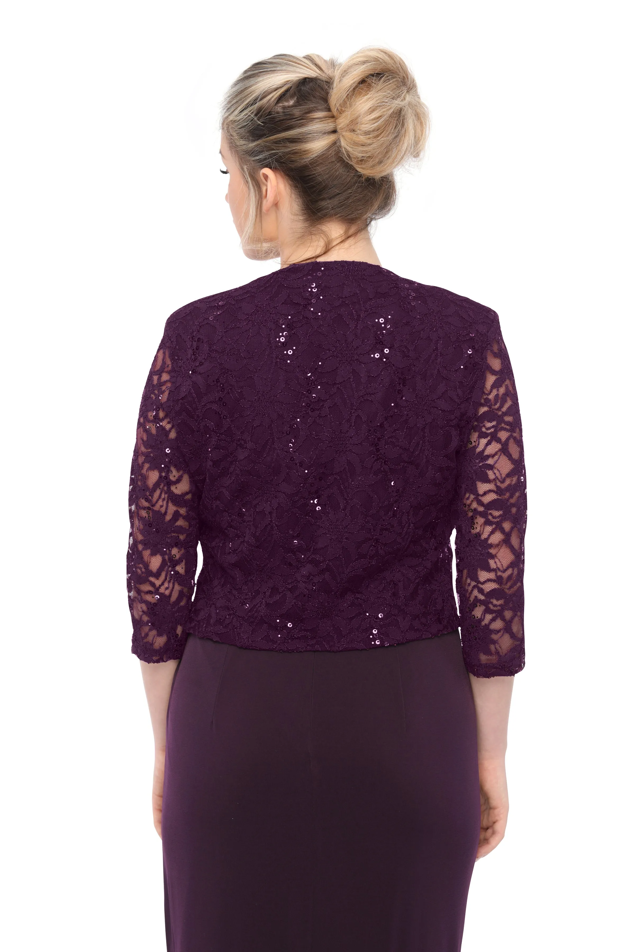 SLEEKTRENDS Womens  Embellished Sequin Lace Bolero Jacket