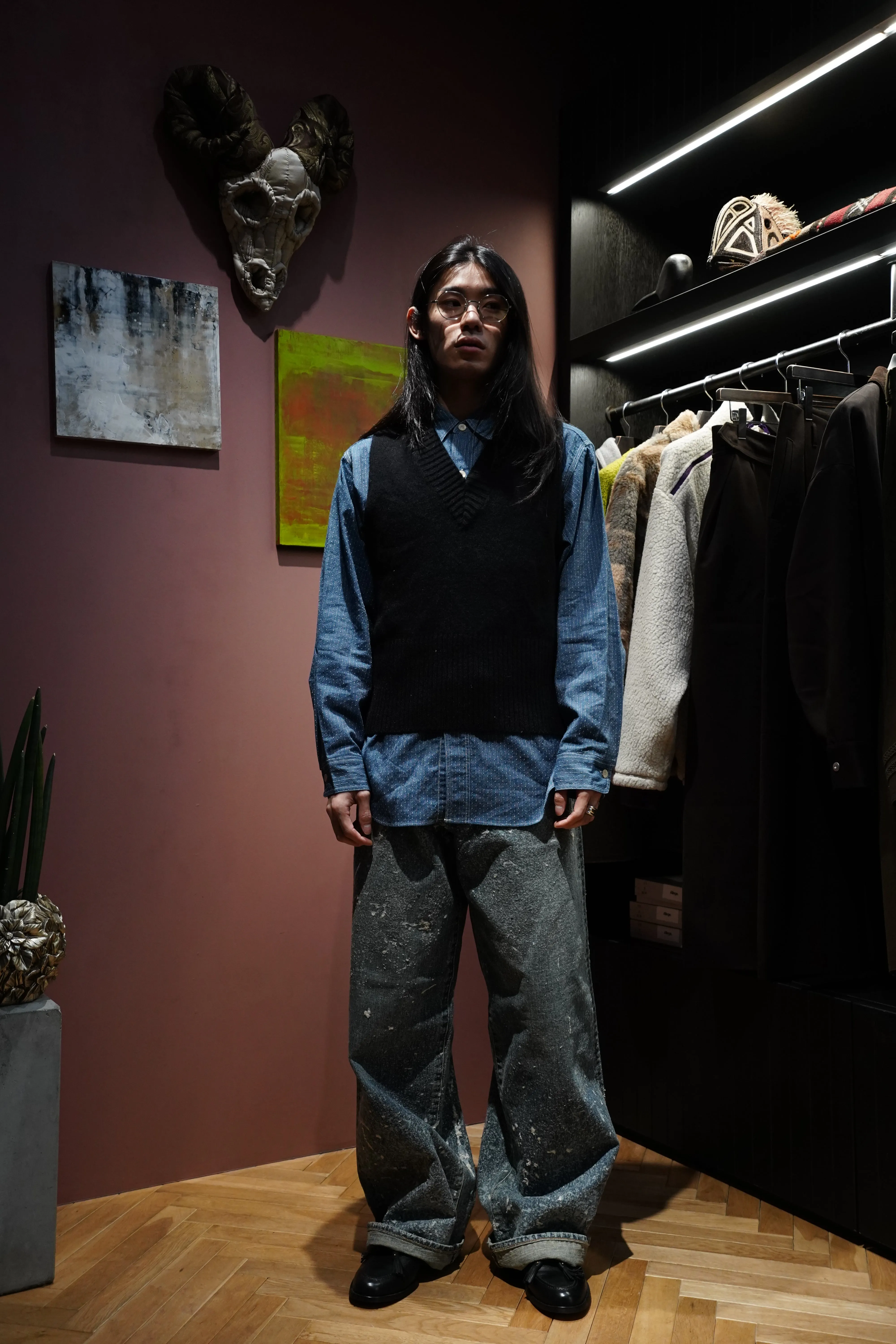 Taiga Takahashi VARSITY LETTERMAN VEST (BLACK)