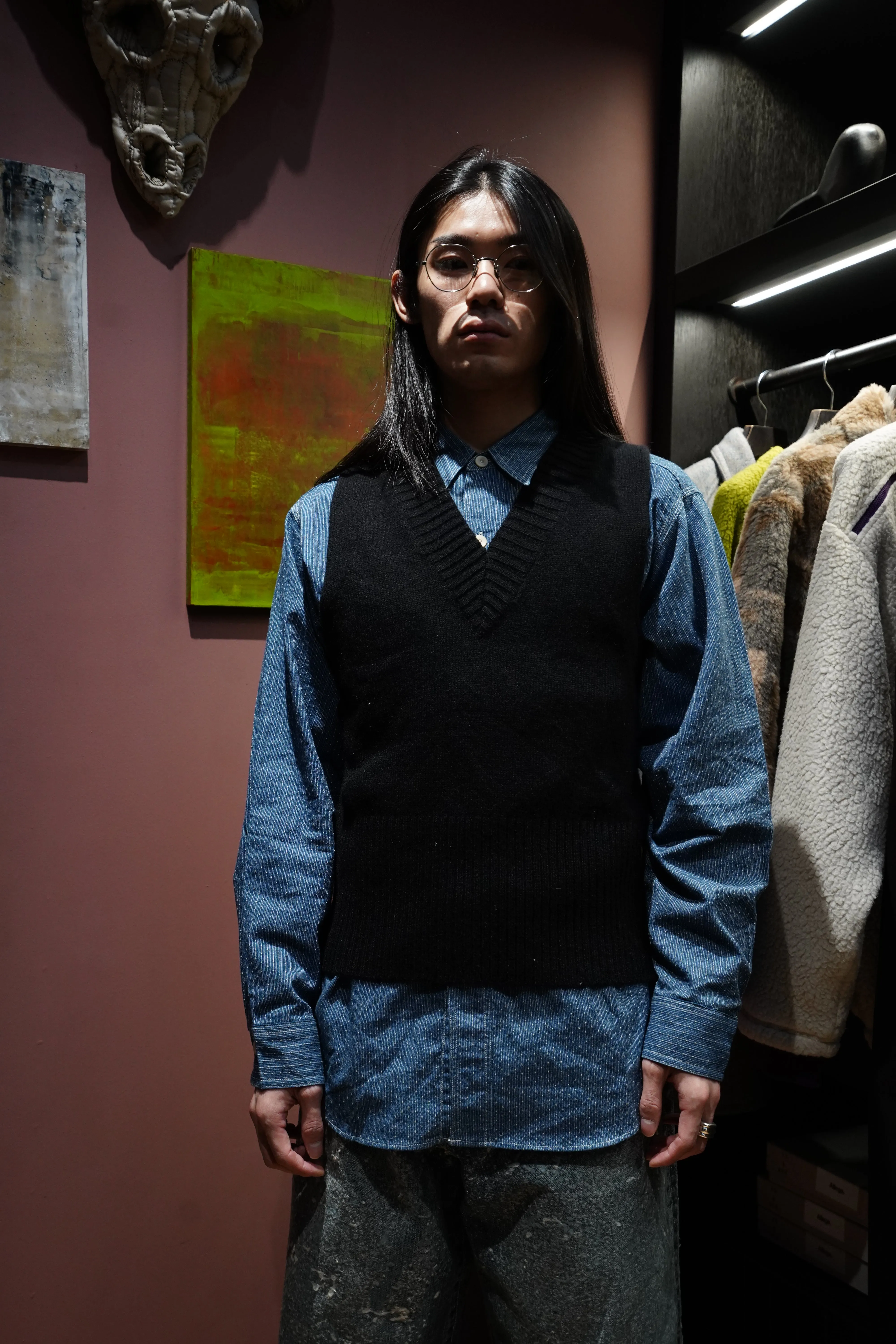 Taiga Takahashi VARSITY LETTERMAN VEST (BLACK)