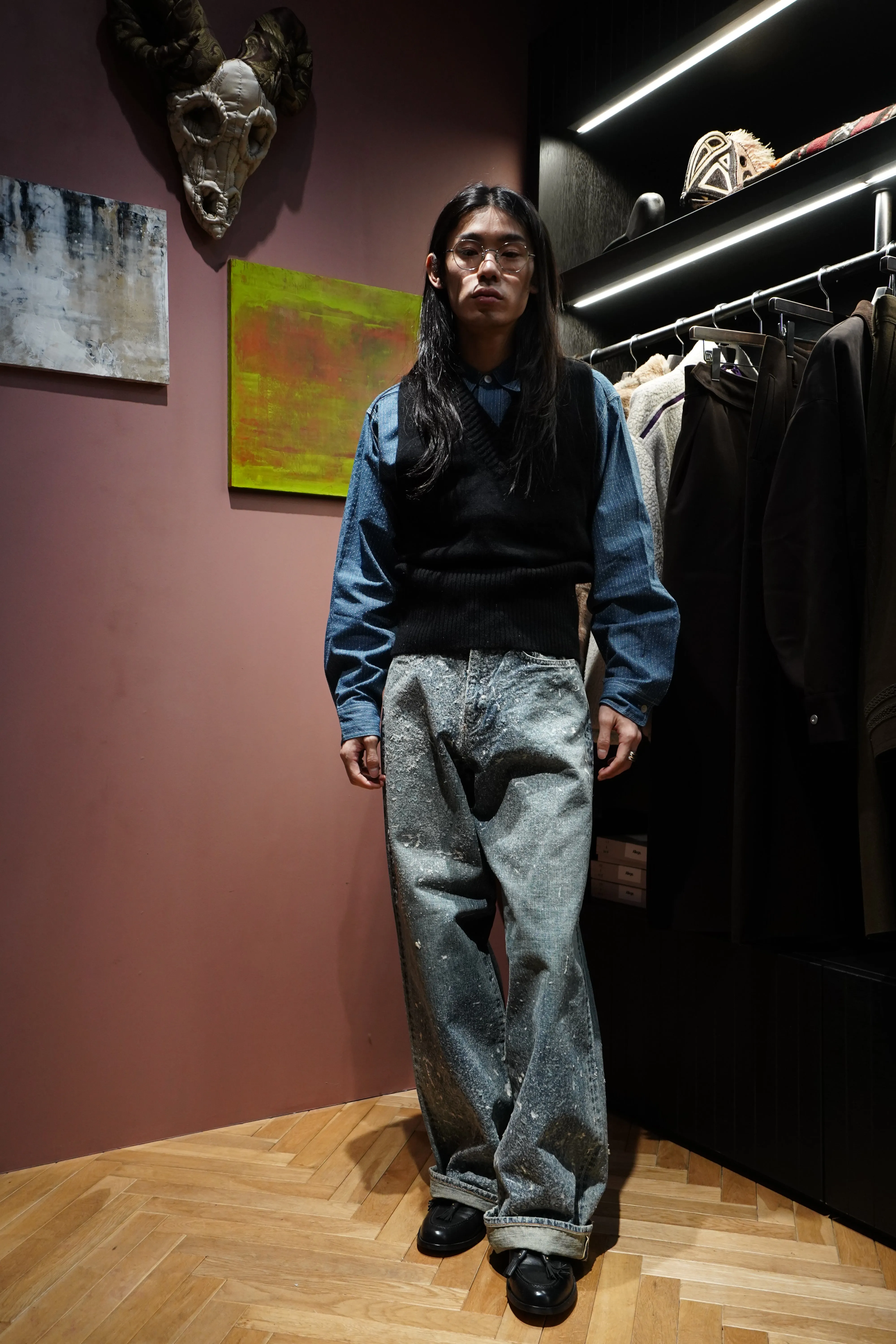 Taiga Takahashi VARSITY LETTERMAN VEST (BLACK)