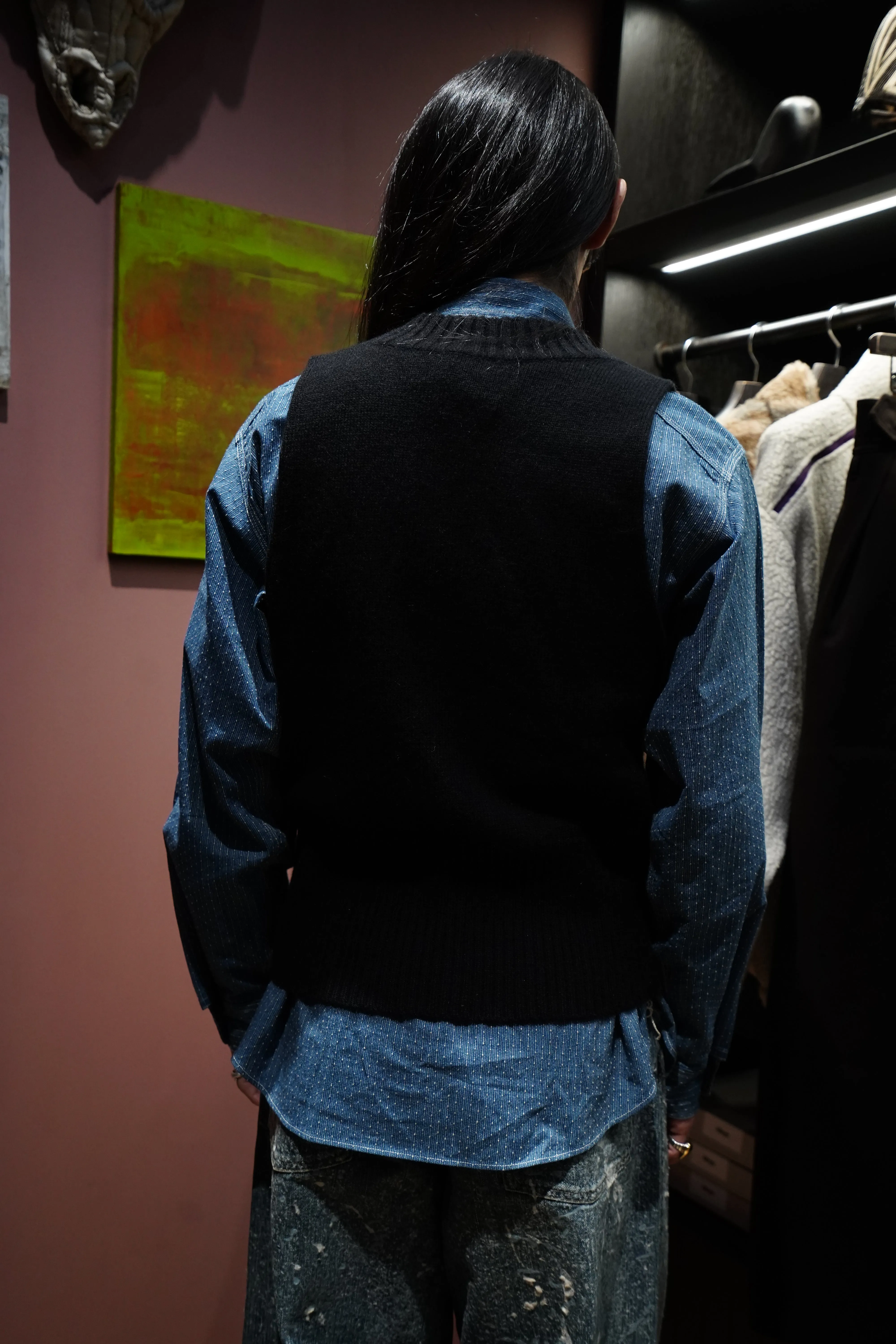Taiga Takahashi VARSITY LETTERMAN VEST (BLACK)
