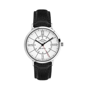 The Camden Watch Company GMT Steel Watch with Black Strap