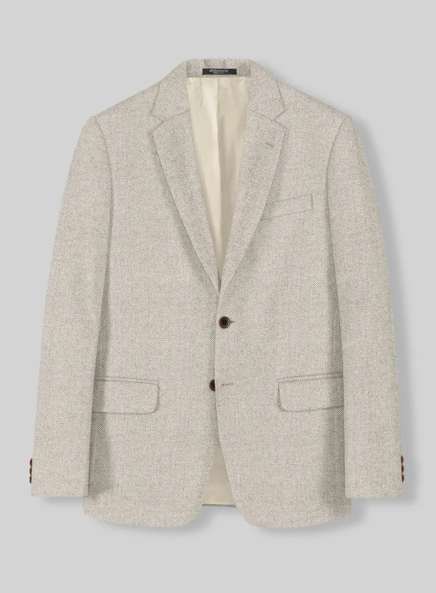 Vintage Herringbone Light Beige Tweed Suit