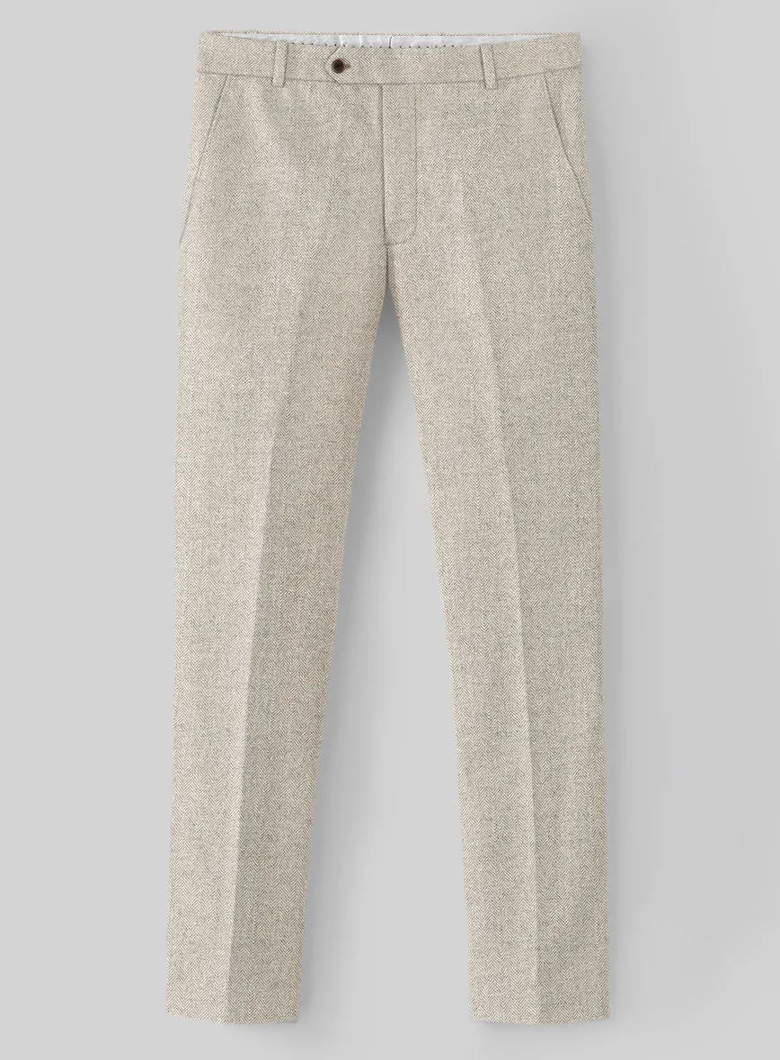 Vintage Herringbone Light Beige Tweed Suit