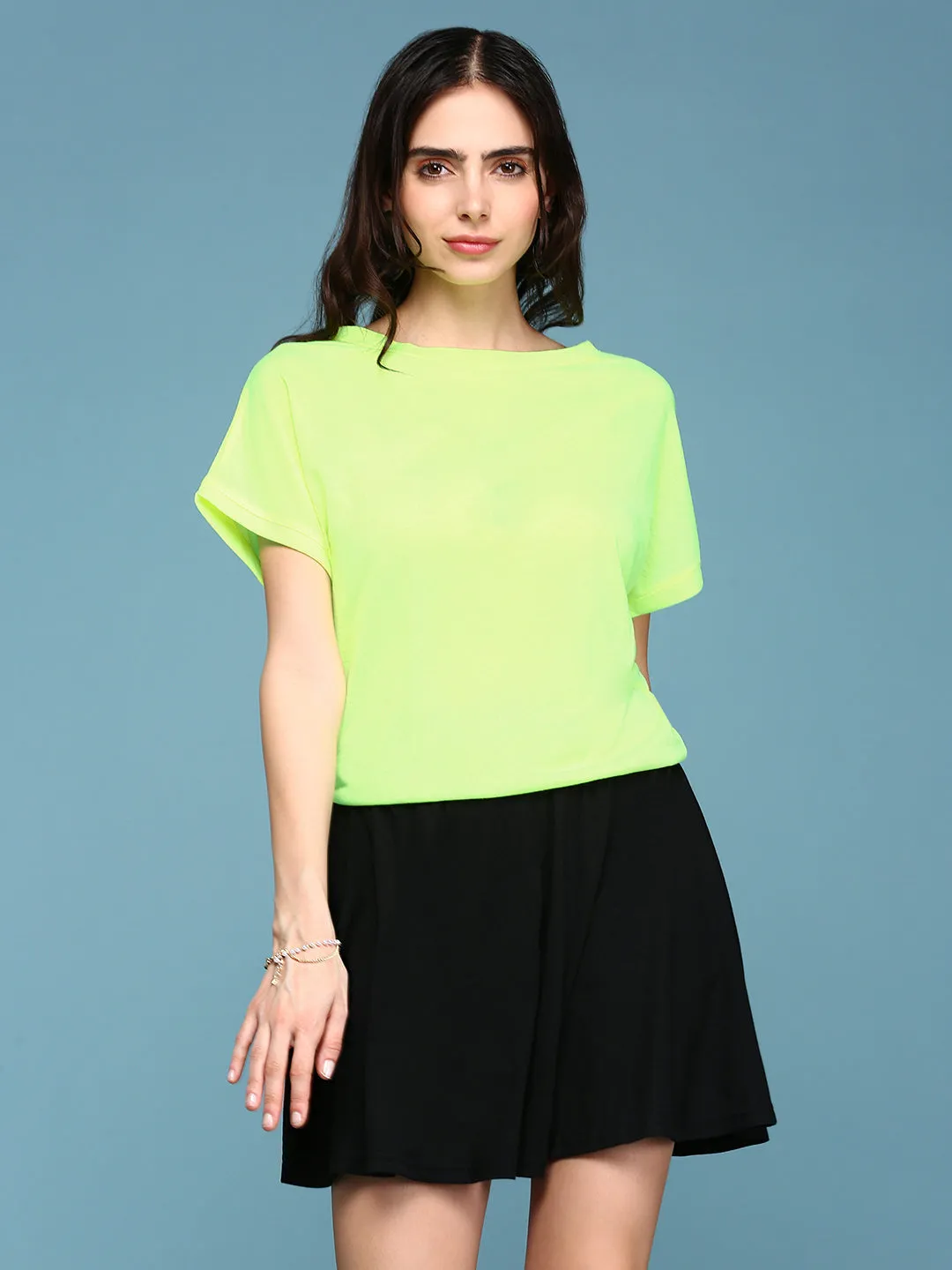 Women Green Colour blocked Extended Sleeves Peplum Dress
