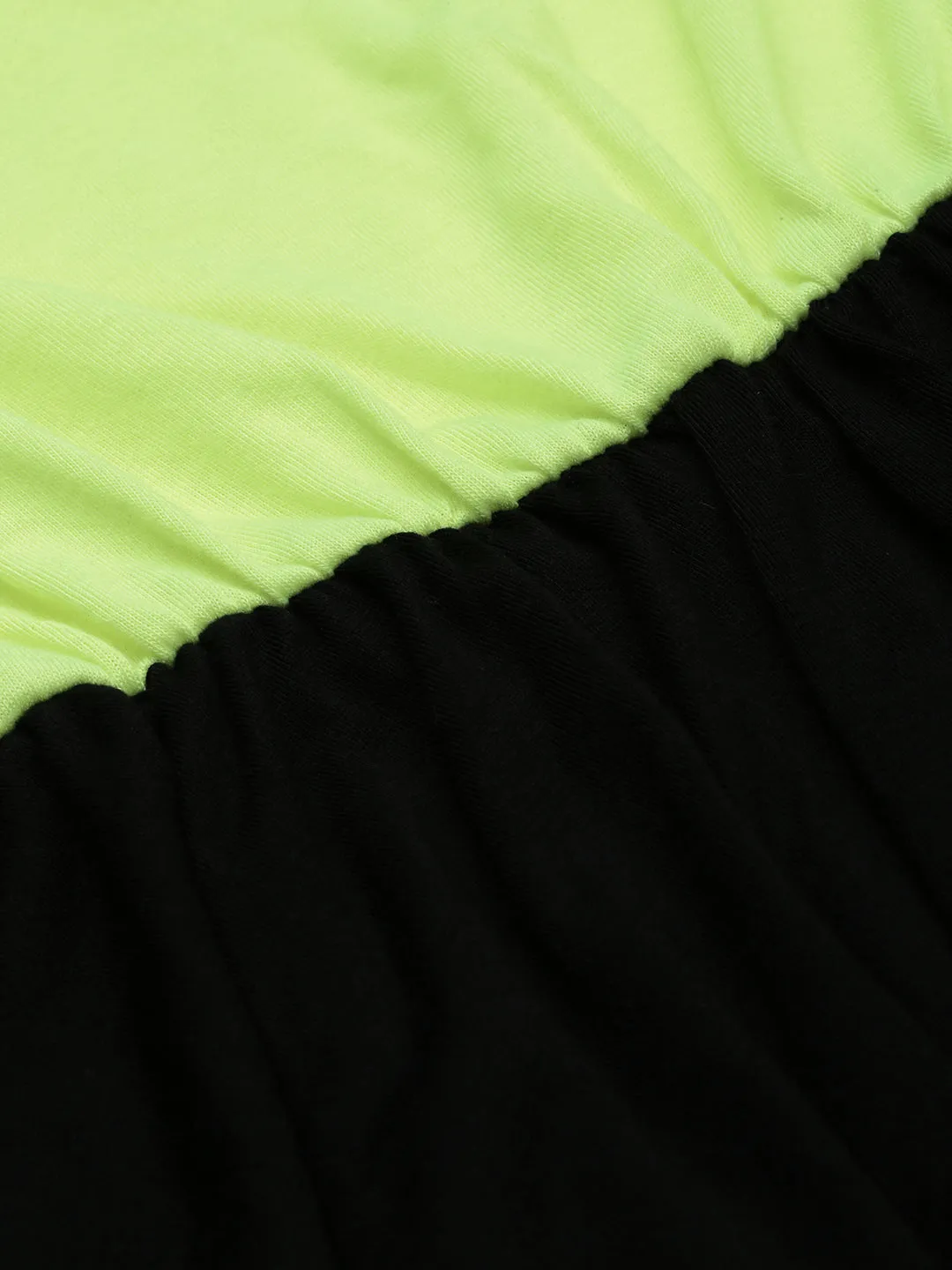Women Green Colour blocked Extended Sleeves Peplum Dress
