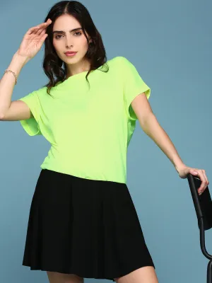 Women Green Colour blocked Extended Sleeves Peplum Dress